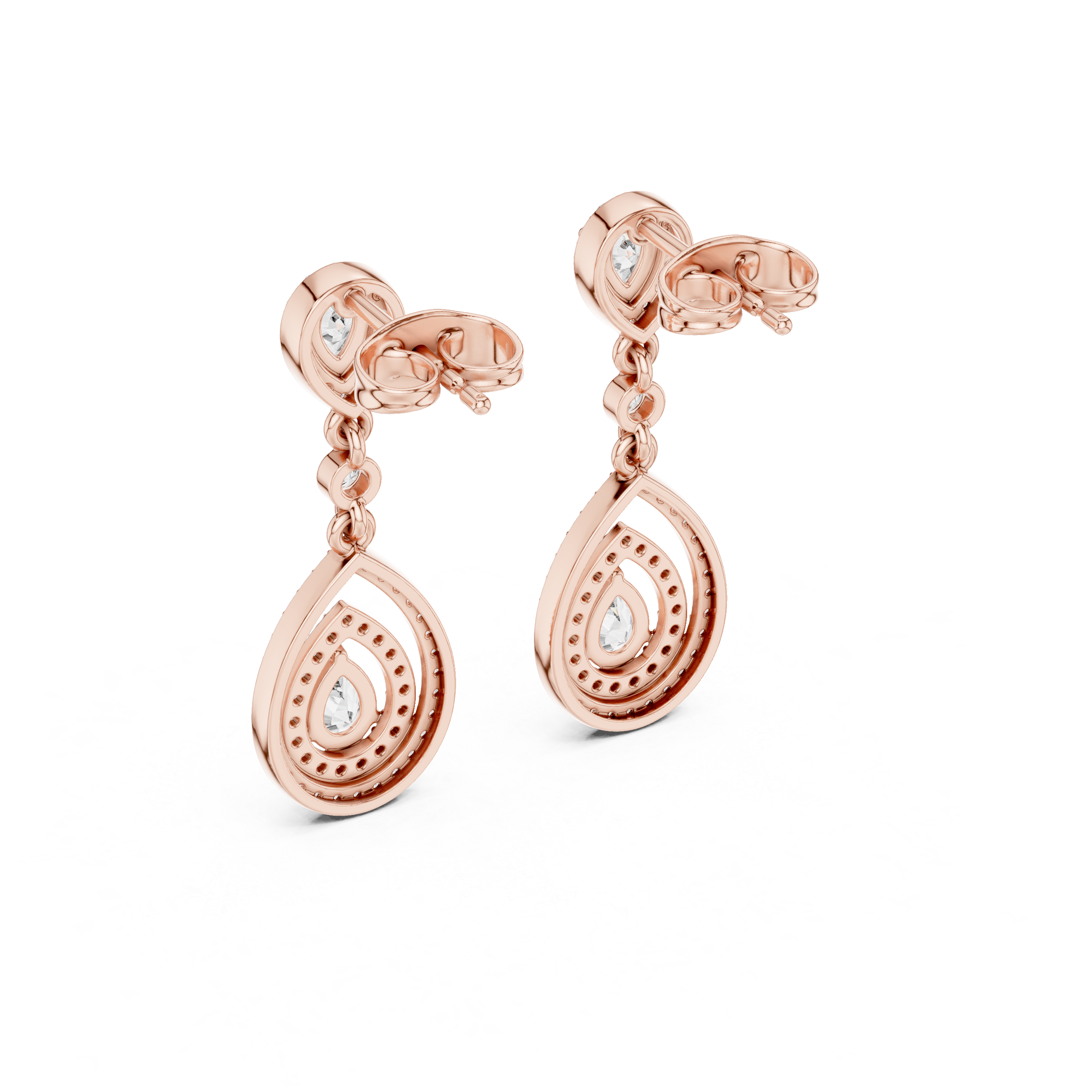Pear-Shaped Diamond Halo Drop Earrings