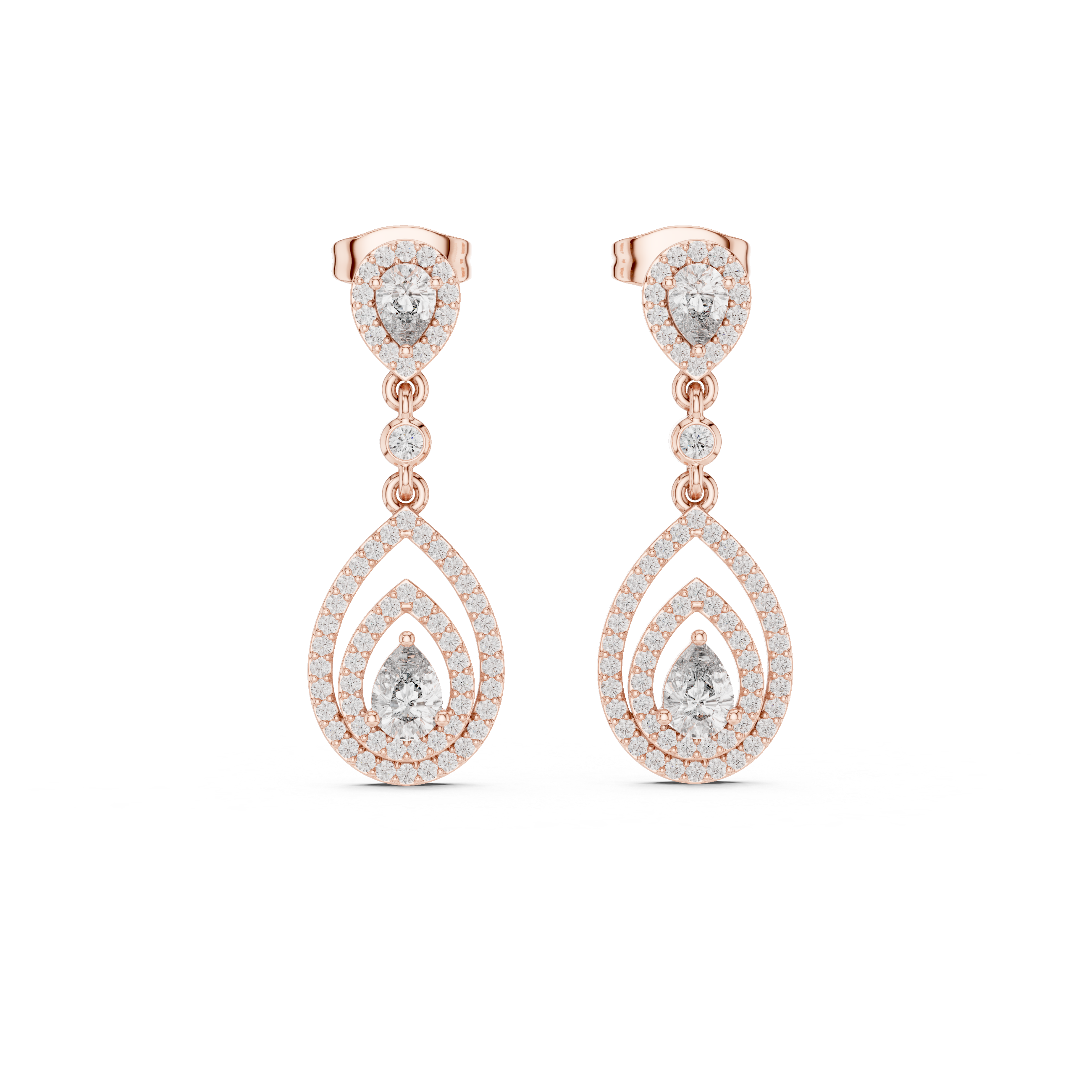 Pear-Shaped Diamond Halo Drop Earrings