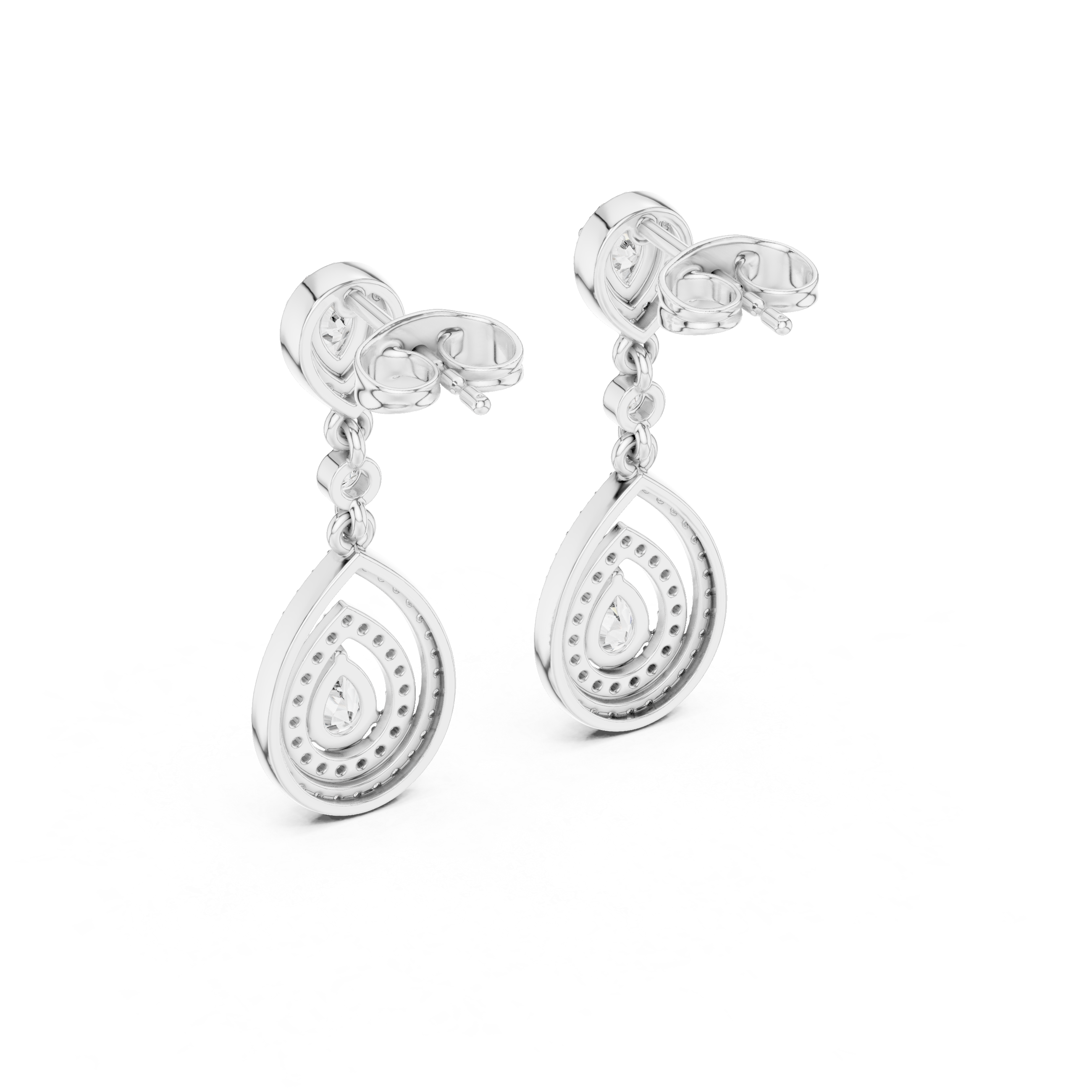 Pear-Shaped Diamond Halo Drop Earrings