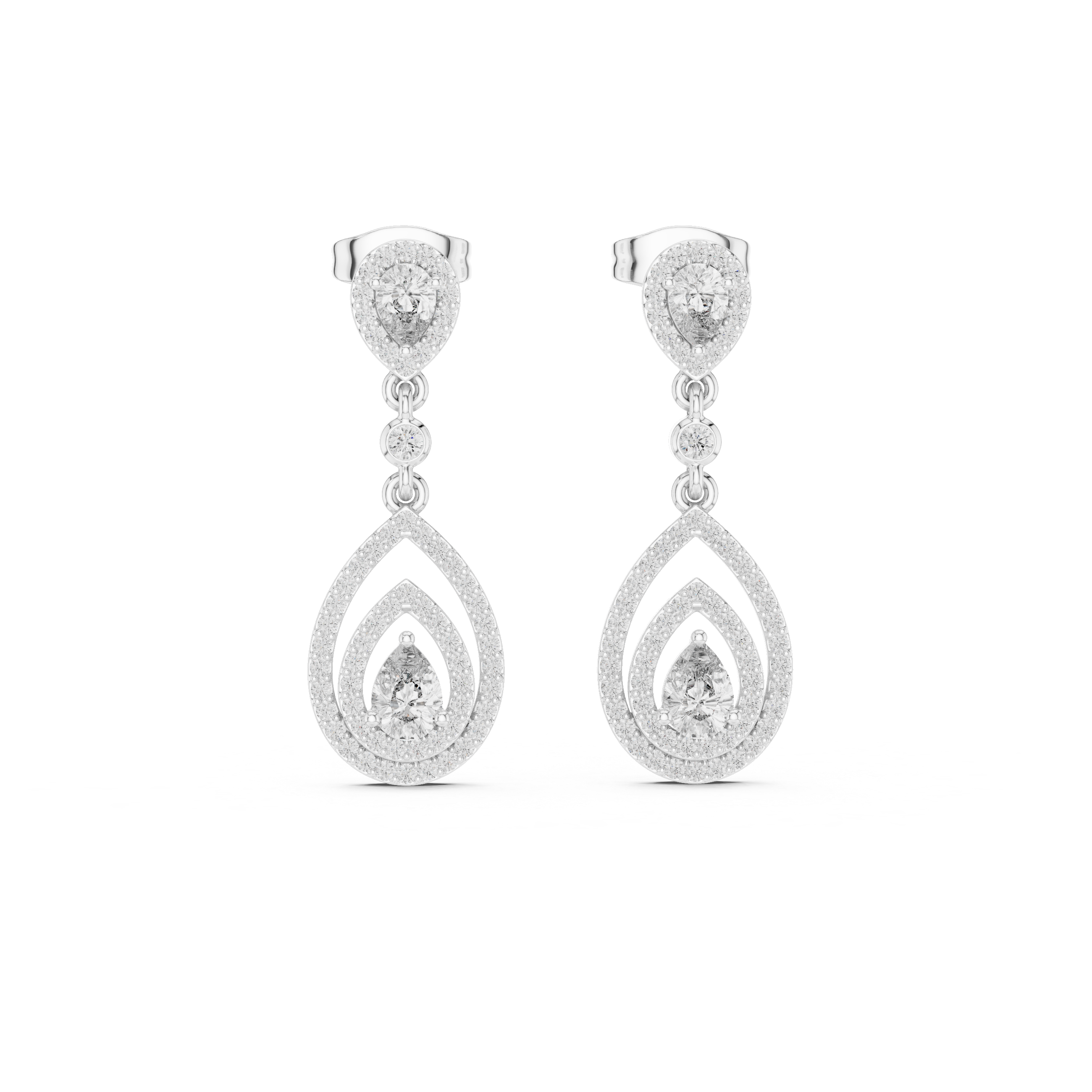 Pear-Shaped Diamond Halo Drop Earrings
