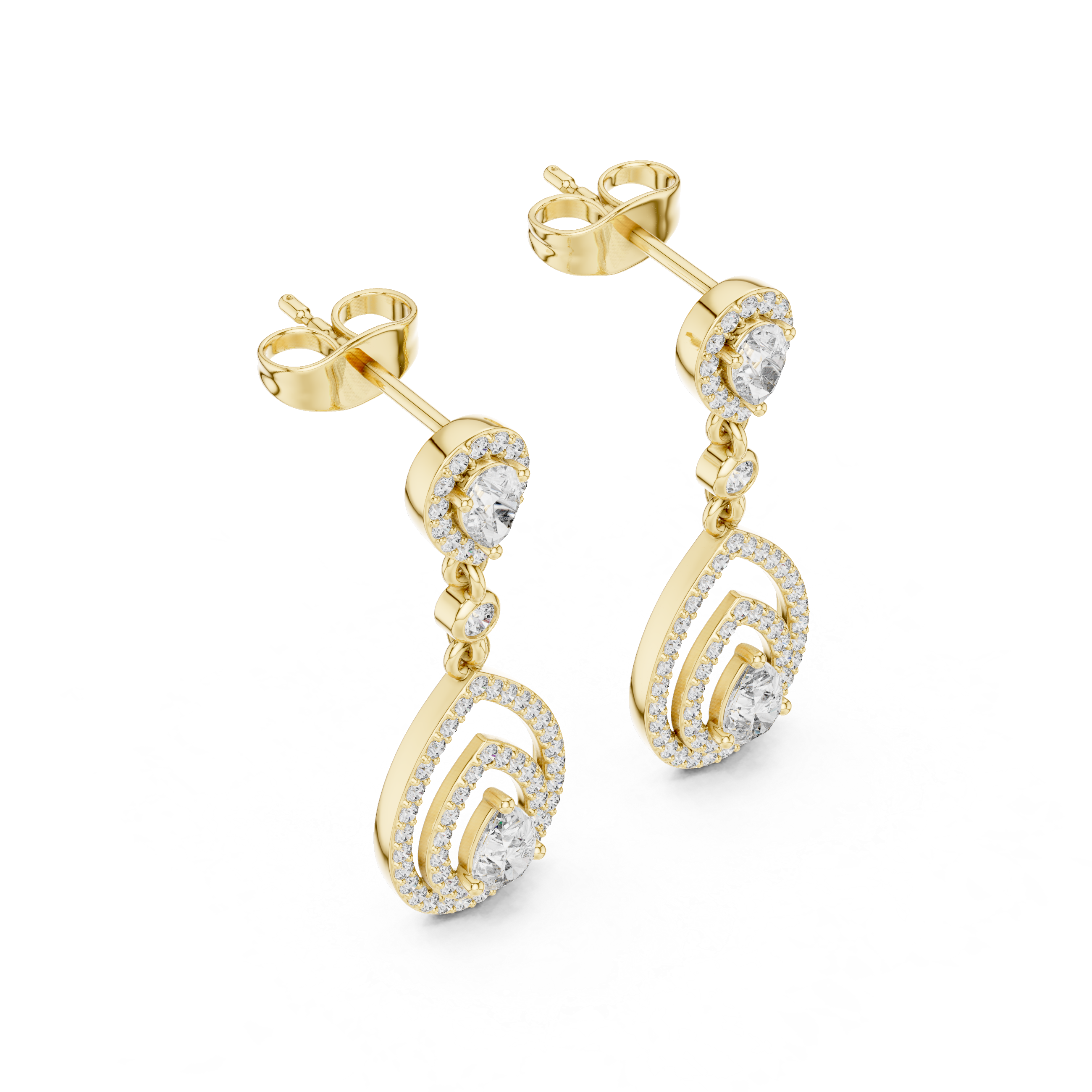 Pear-Shaped Diamond Halo Drop Earrings