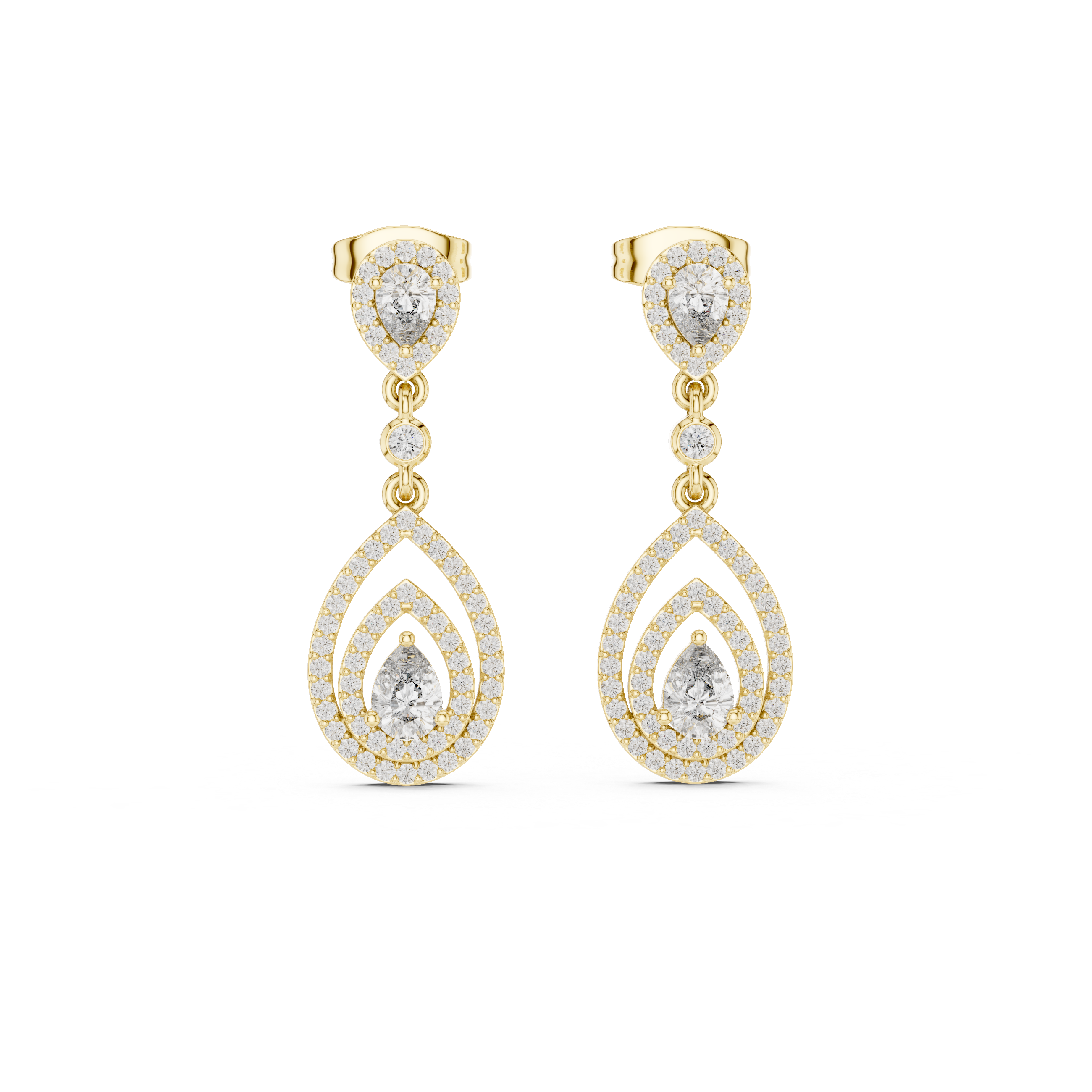 Pear-Shaped Diamond Halo Drop Earrings
