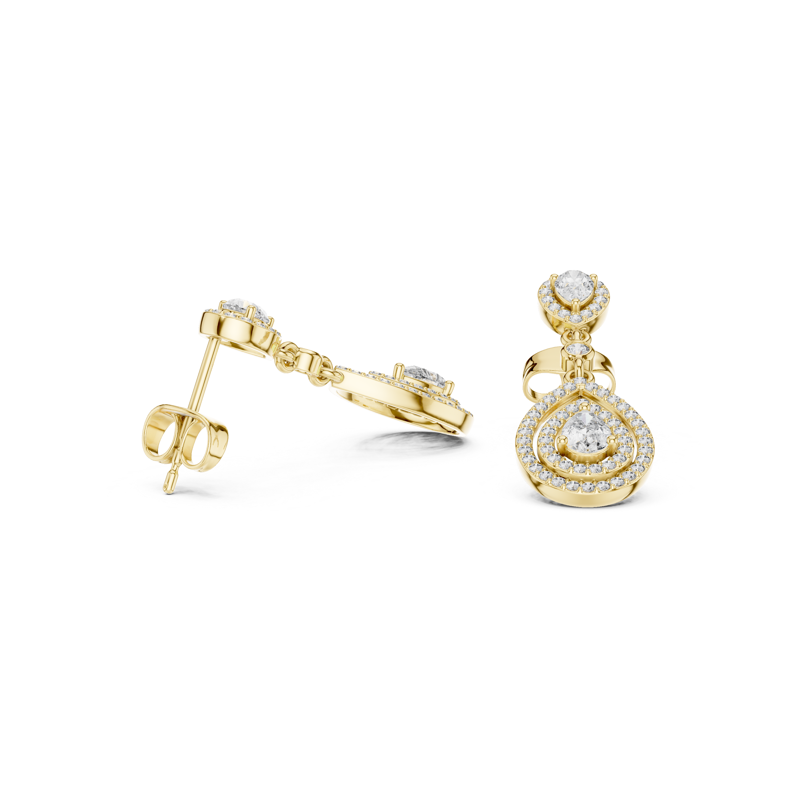 Pear-Shaped Diamond Halo Drop Earrings