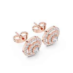 Round Diamond Triple Halo Stud Earrings