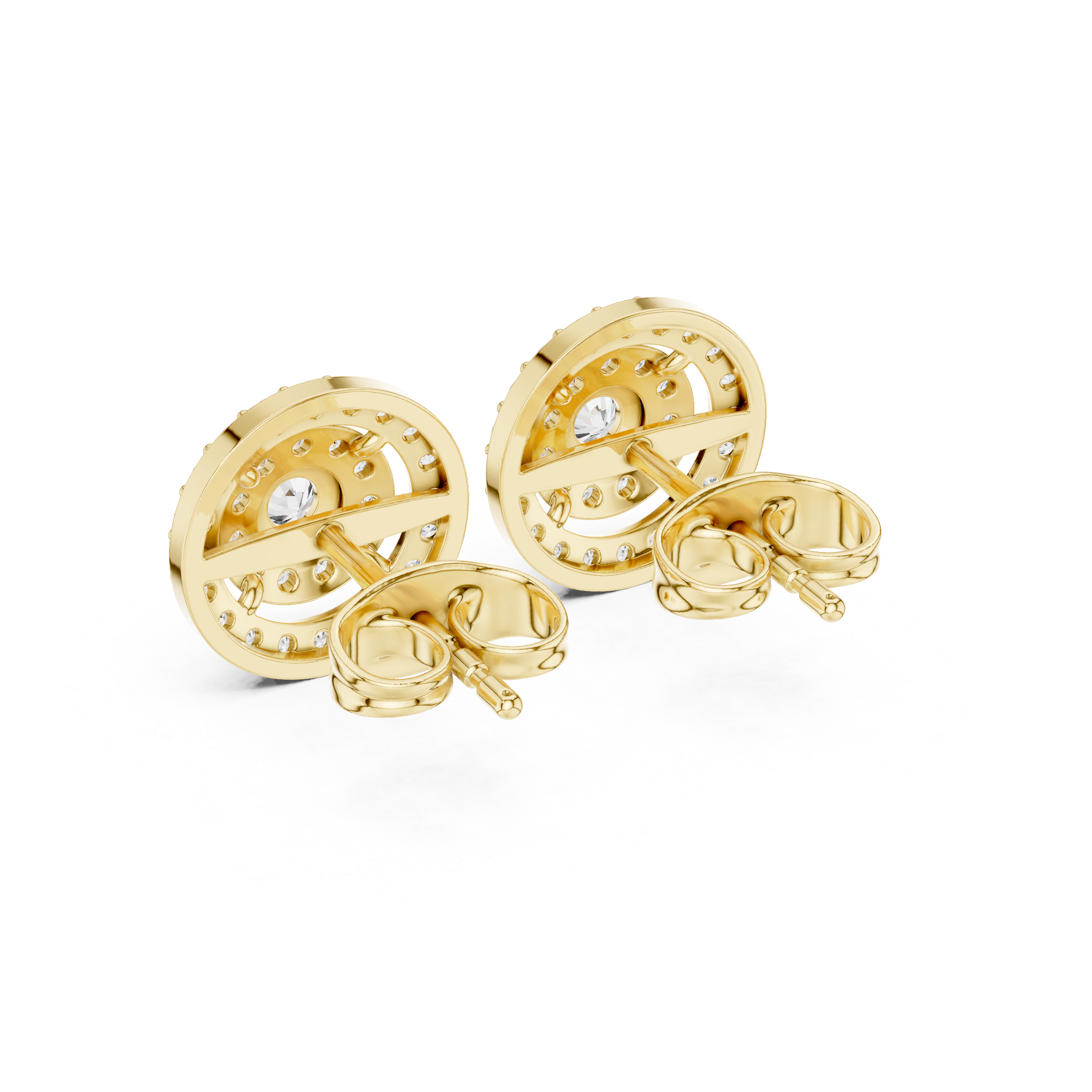 Round Diamond Triple Halo Stud Earrings