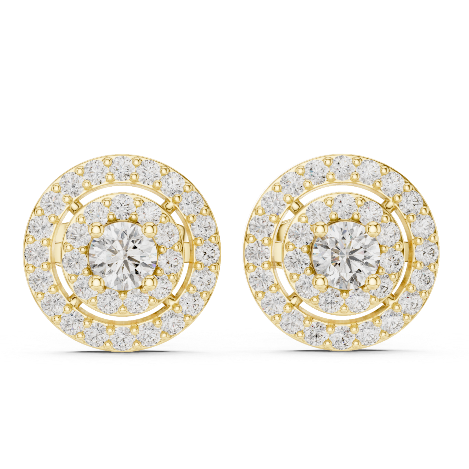 Round Diamond Triple Halo Stud Earrings