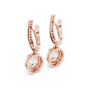 Classic Round Diamond Halo Drop Earrings