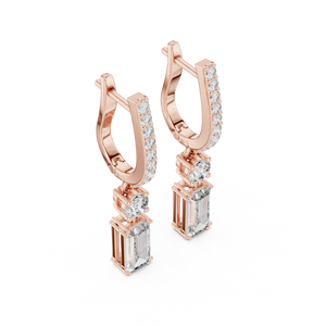 Earrings with Round and Emerald-Cut Diamonds