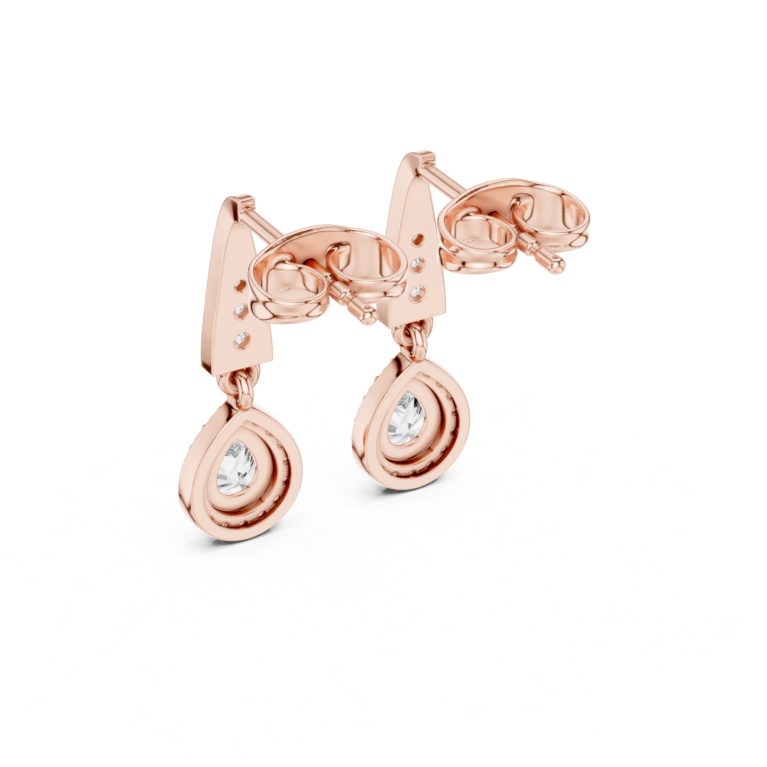 Drop Earrings with Round Halo Diamonds