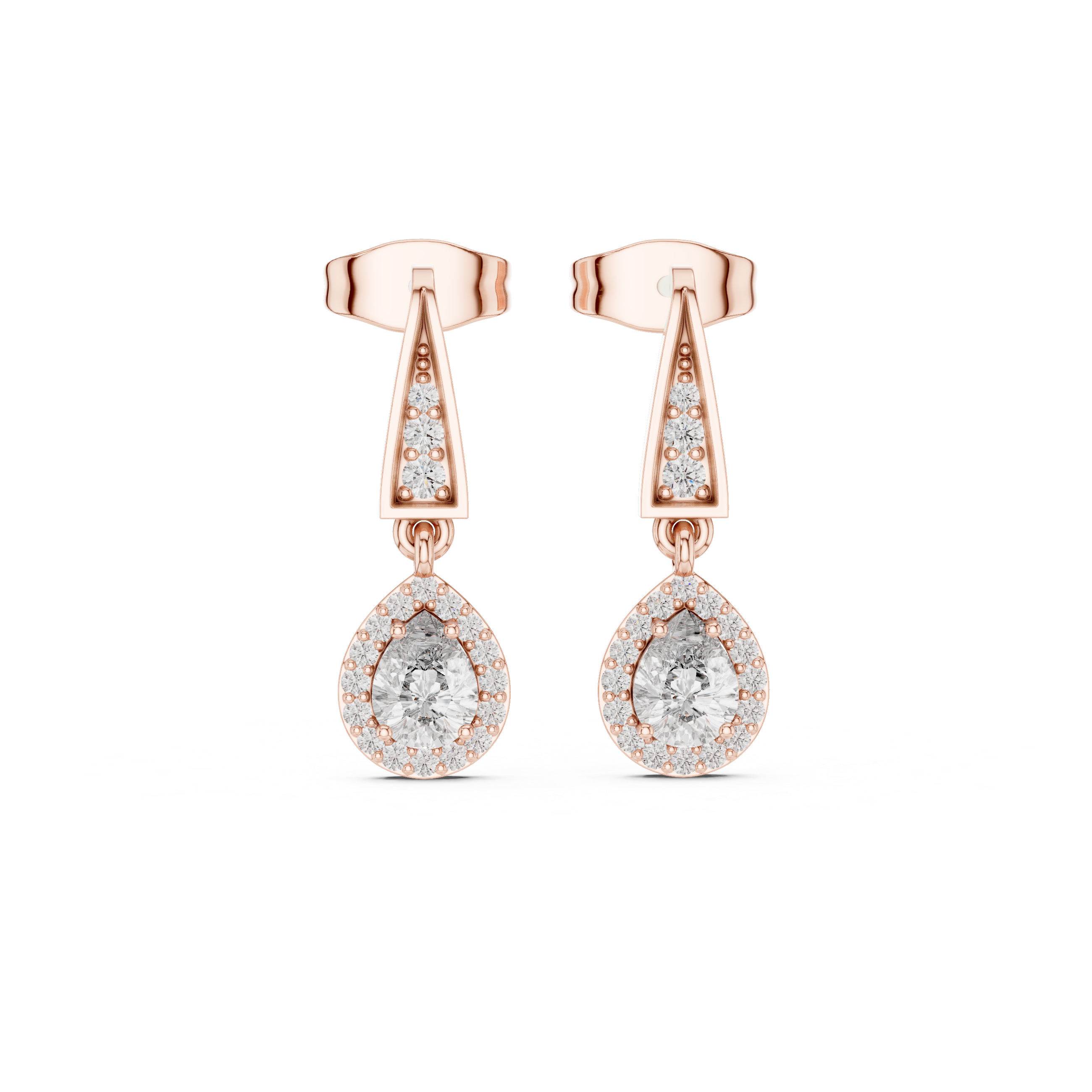 Drop Earrings with Round Halo Diamonds