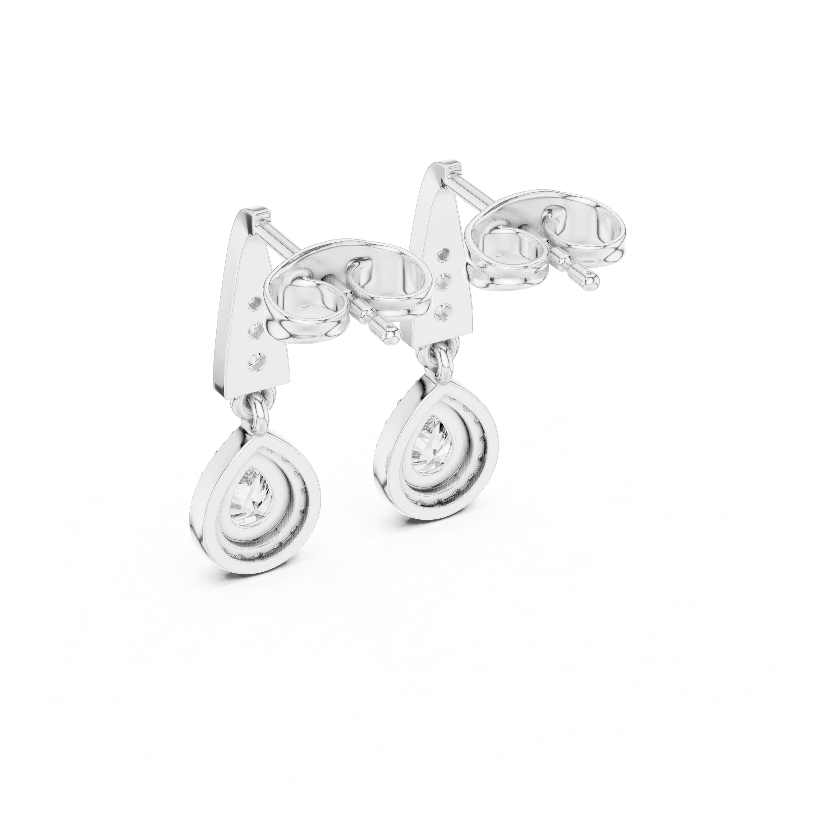 Drop Earrings with Round Halo Diamonds