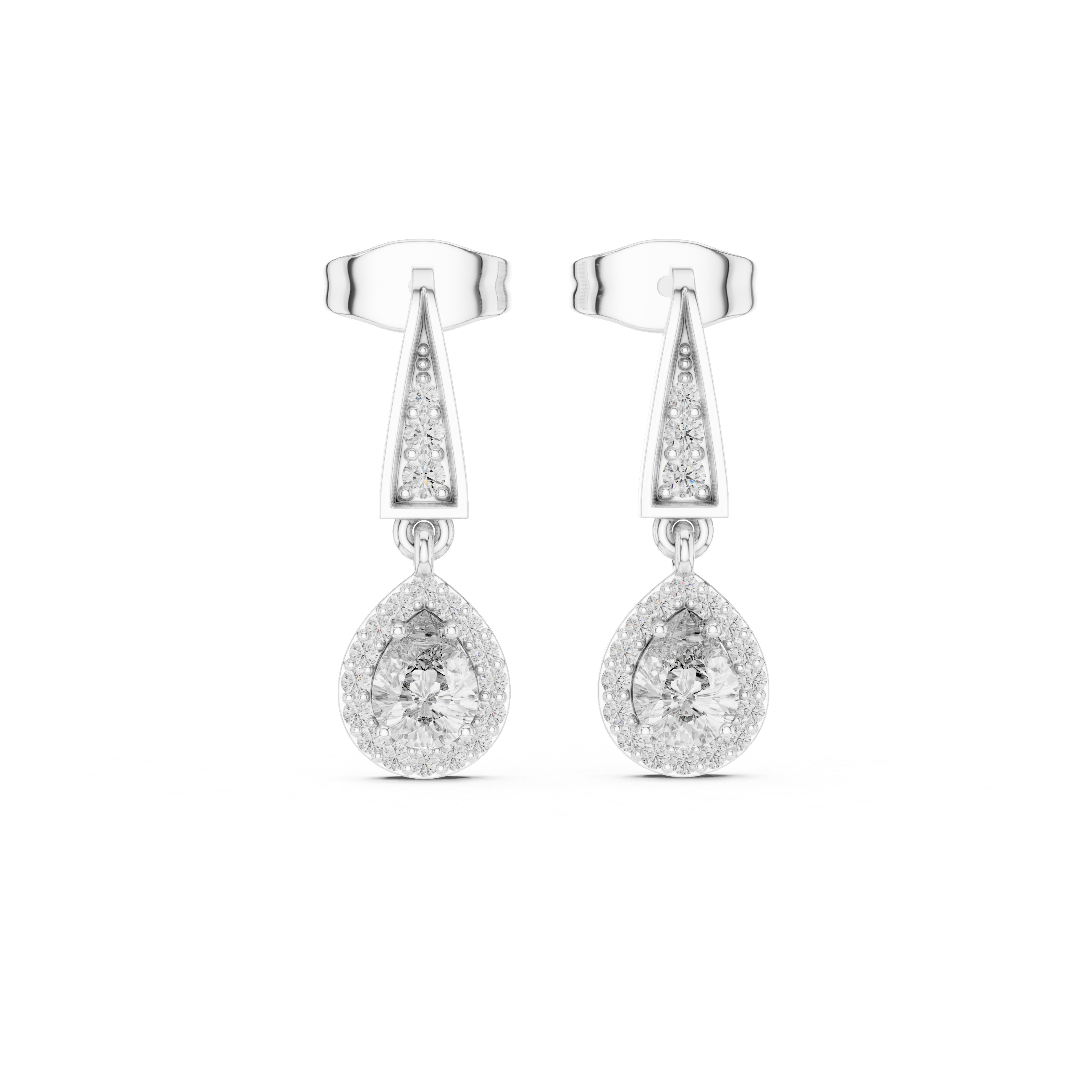 Drop Earrings with Round Halo Diamonds