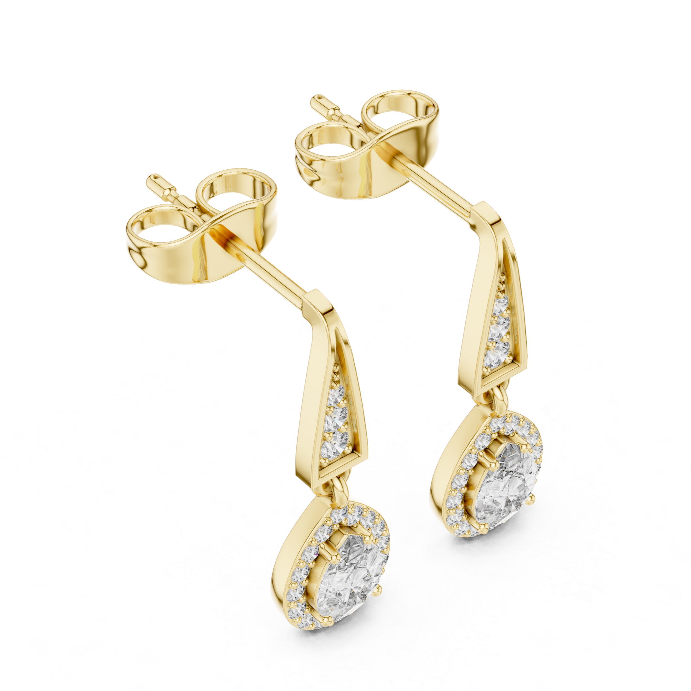 Drop Earrings with Round Halo Diamonds