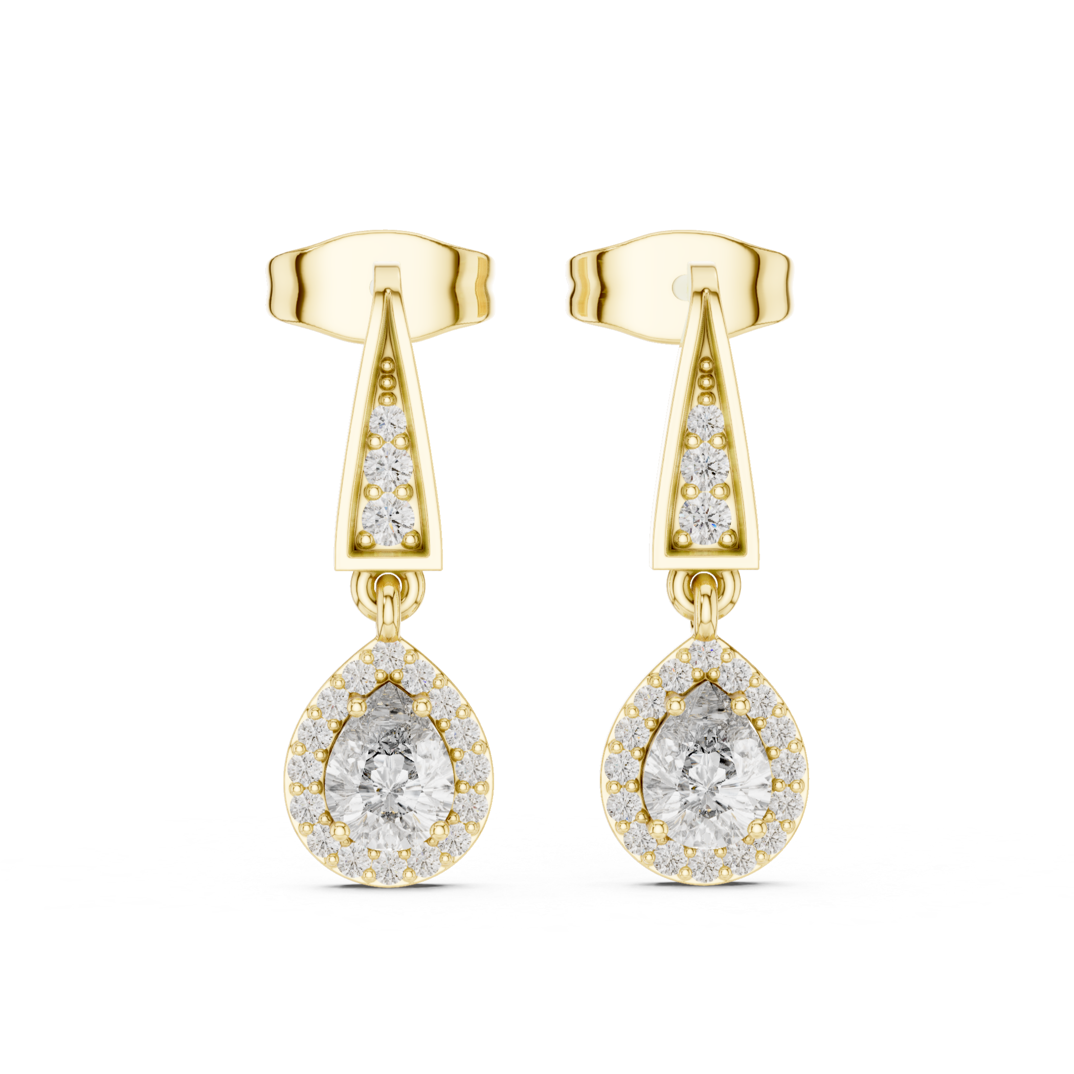 Drop Earrings with Round Halo Diamonds