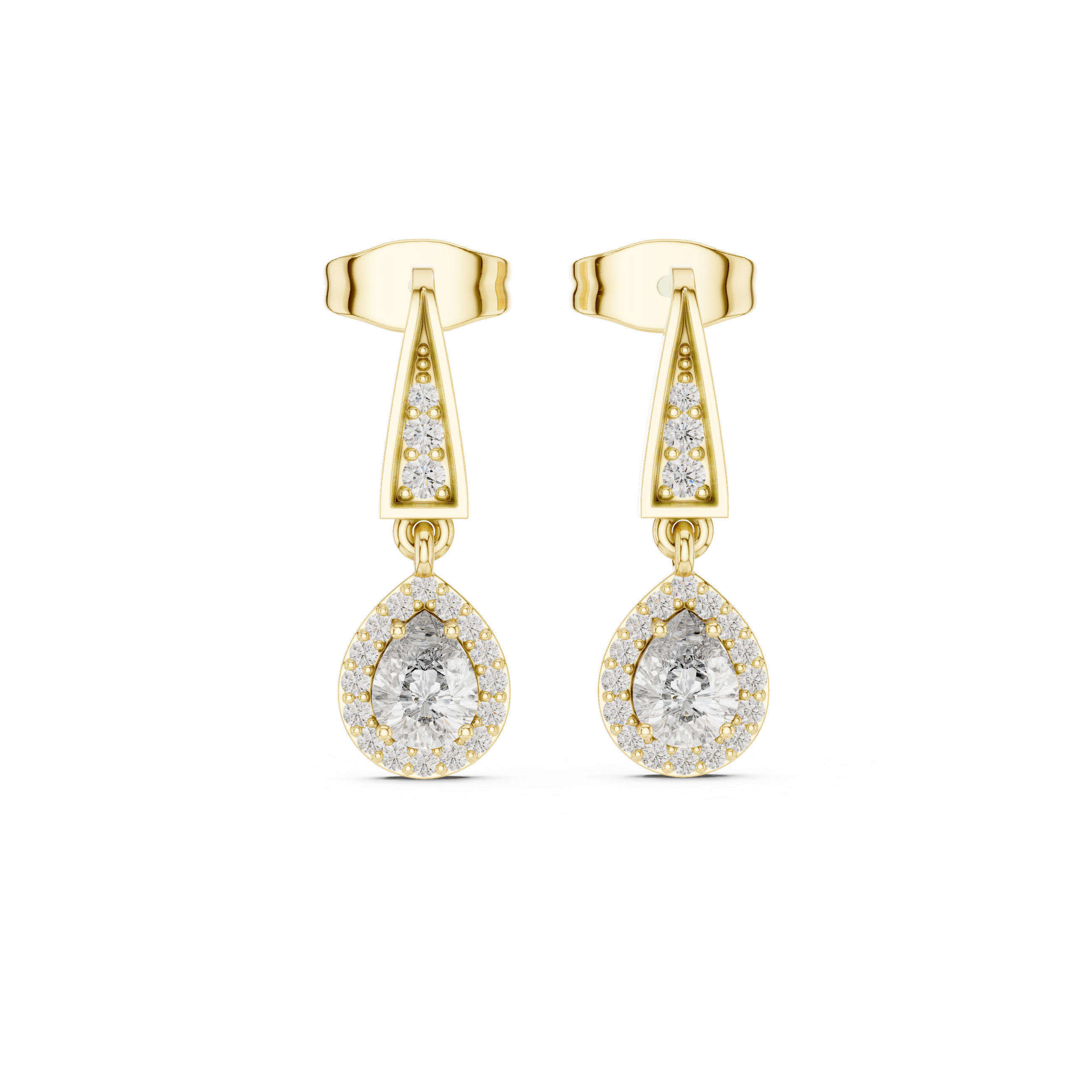Drop Earrings with Round Halo Diamonds