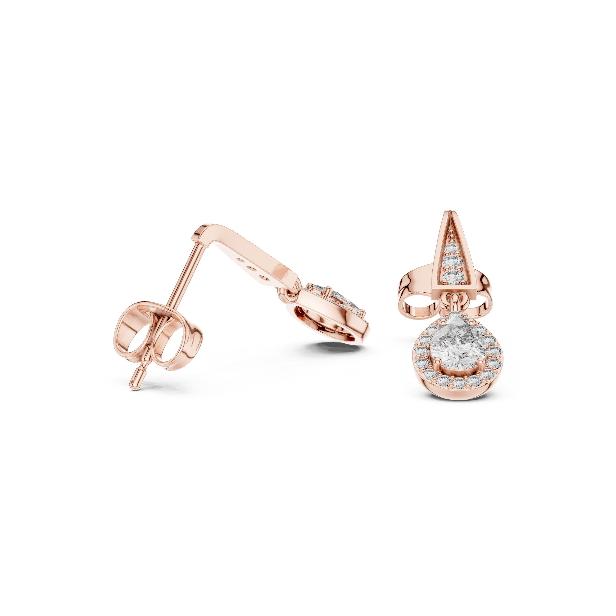 Drop Earrings with Round Halo Diamonds
