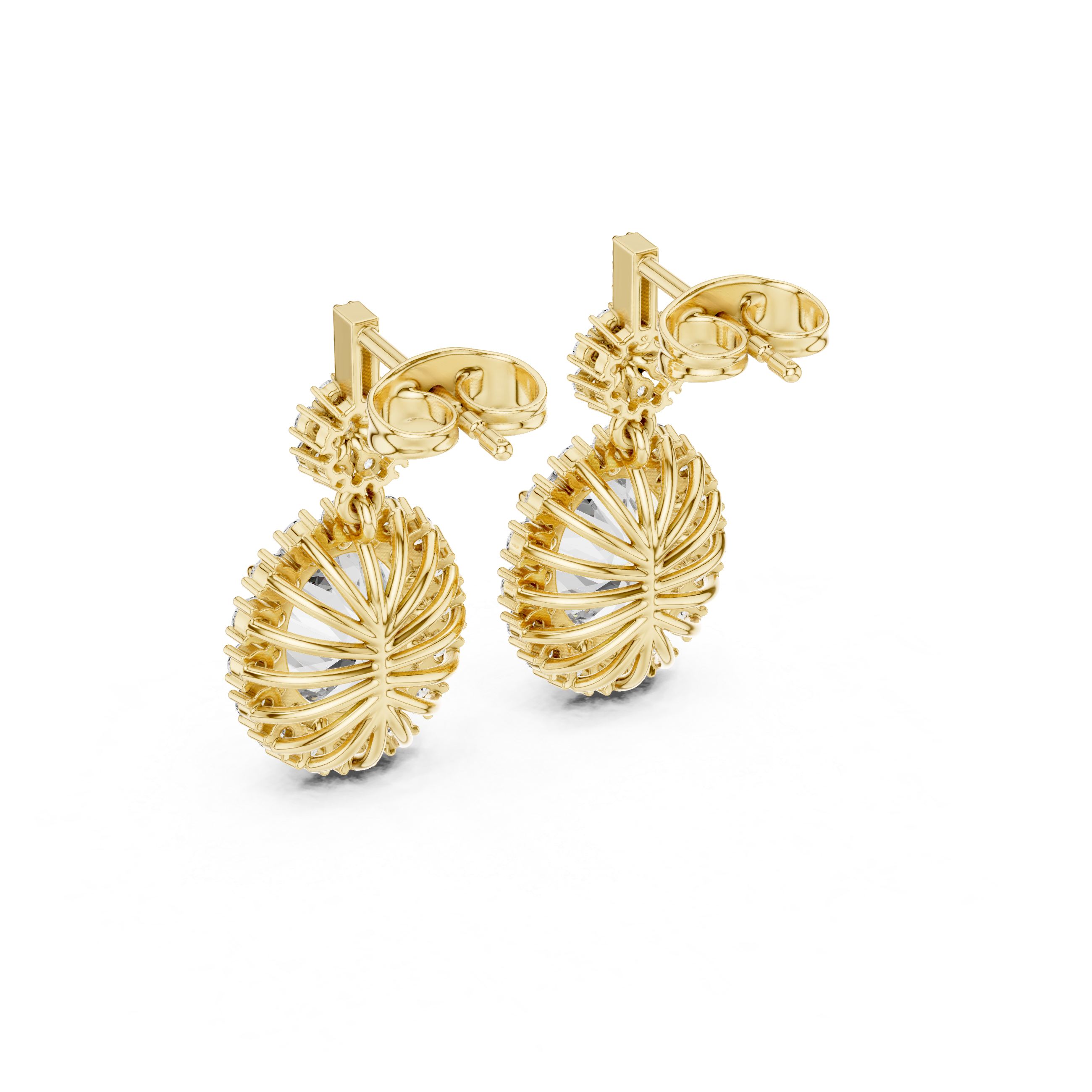 Round-Cut Diamond Halo Drop Earrings
