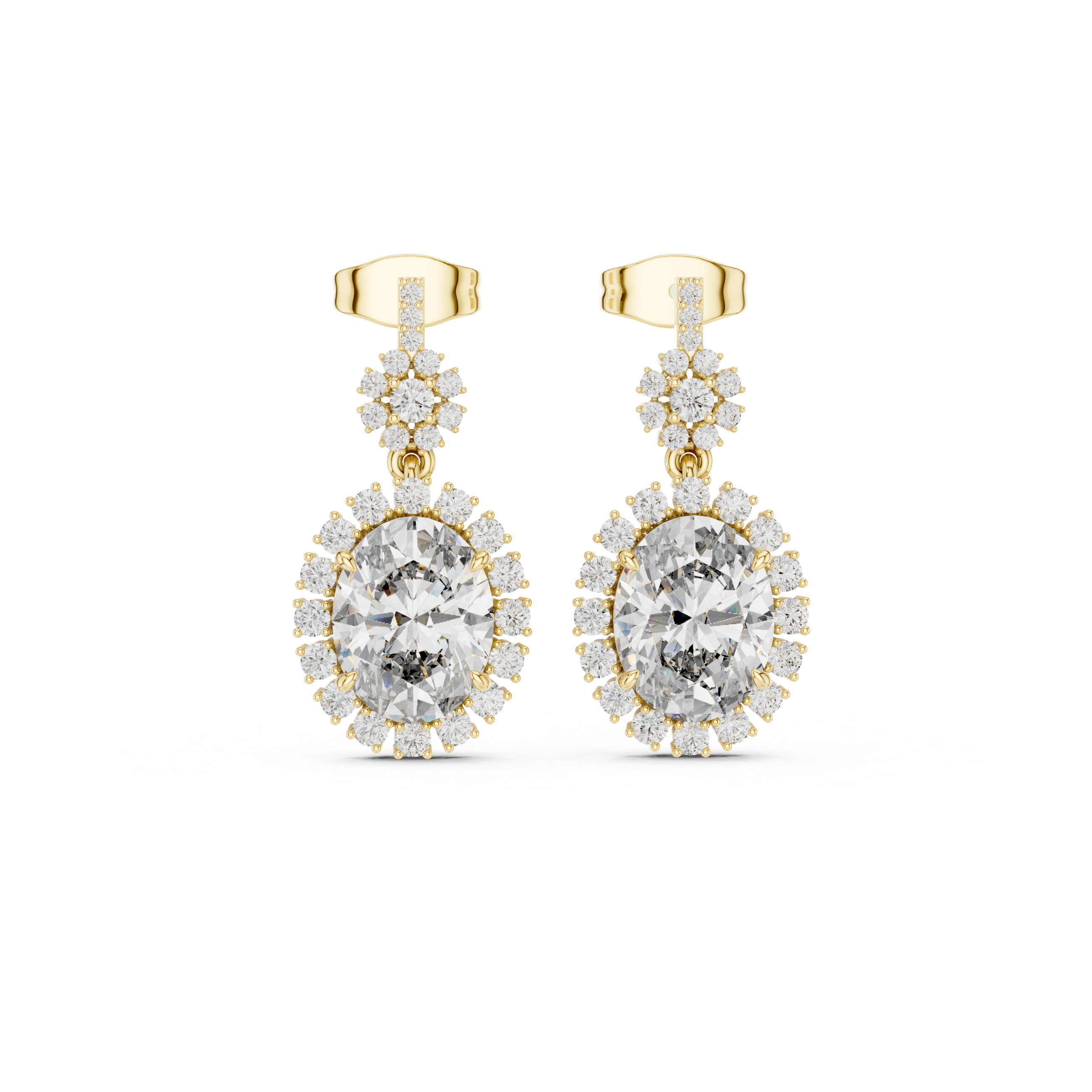 Round-Cut Diamond Halo Drop Earrings
