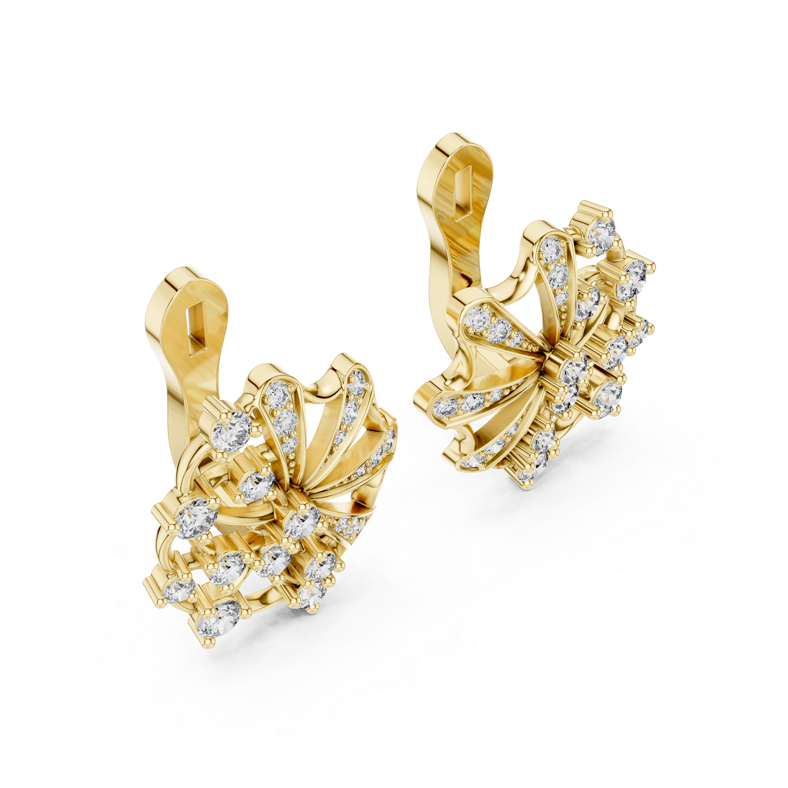 Rose Gold Diamond Floral Spiral Earrings