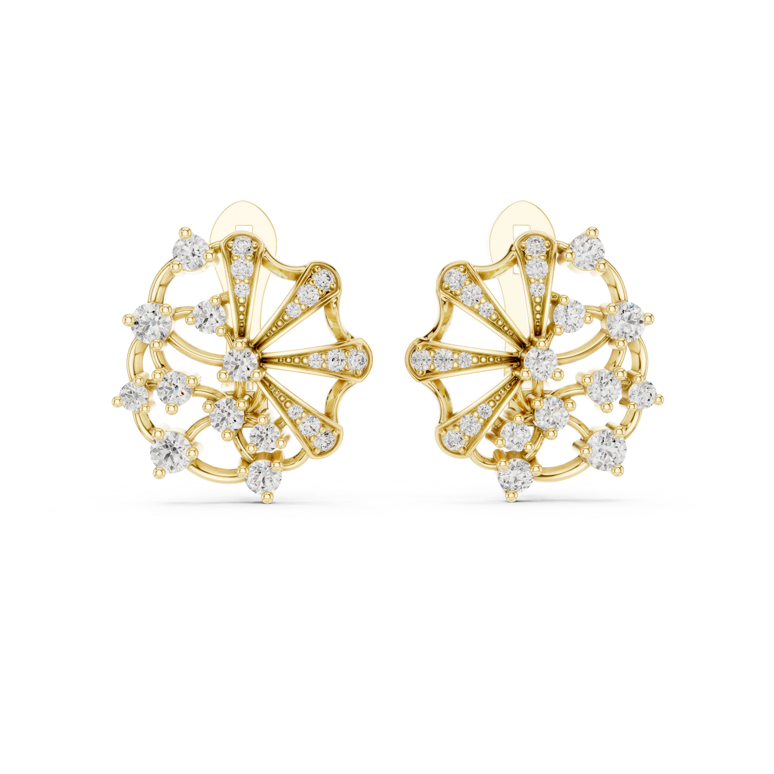 Rose Gold Diamond Floral Spiral Earrings
