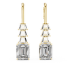Elegant Rose Gold Drop Earrings with Emerald-Cut Diamonds
