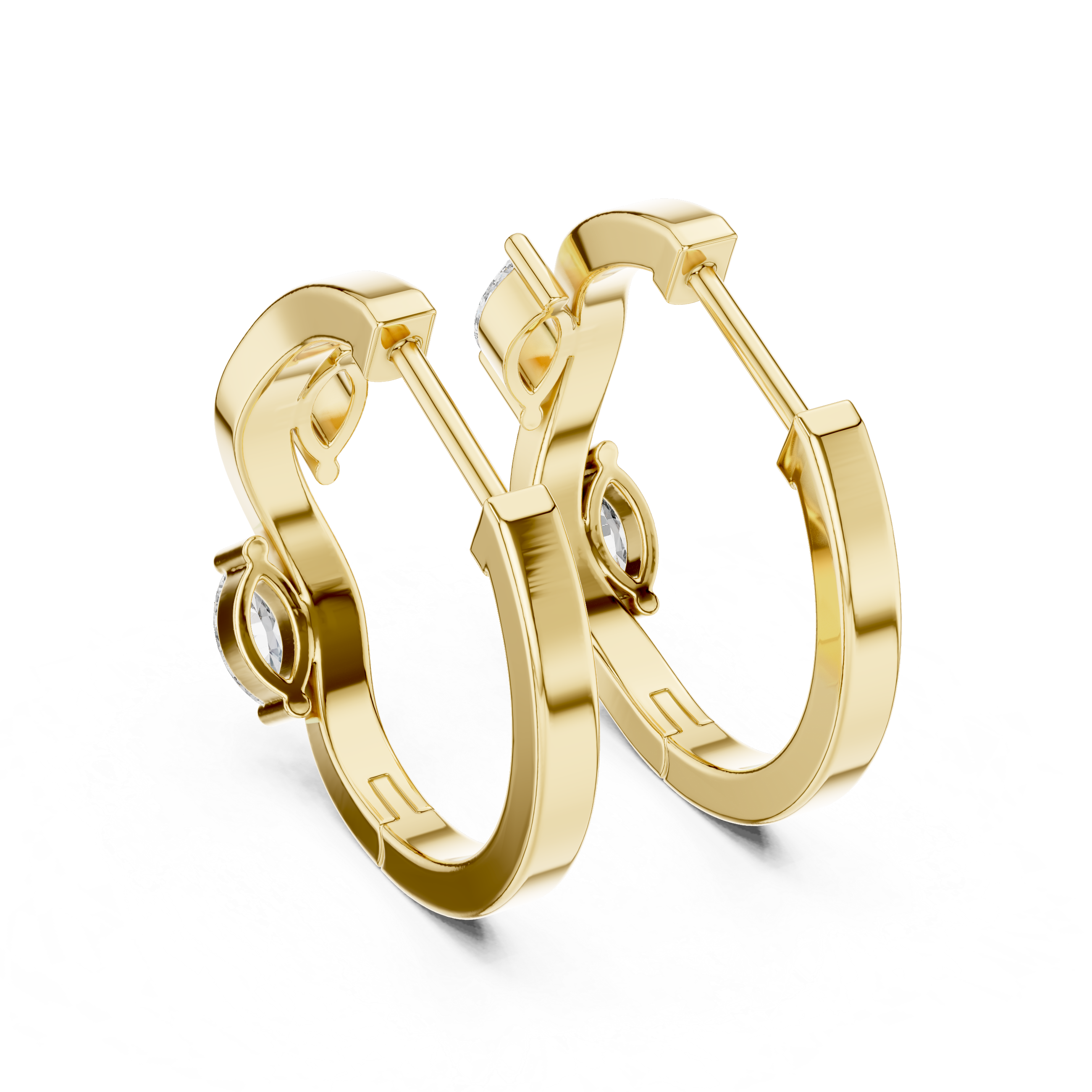 Rose Gold Hoop Earrings with Marquise-Cut Diamonds