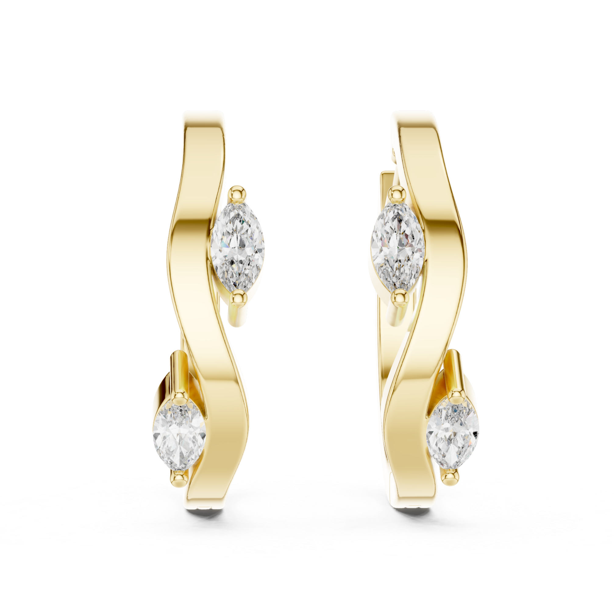 Rose Gold Hoop Earrings with Marquise-Cut Diamonds