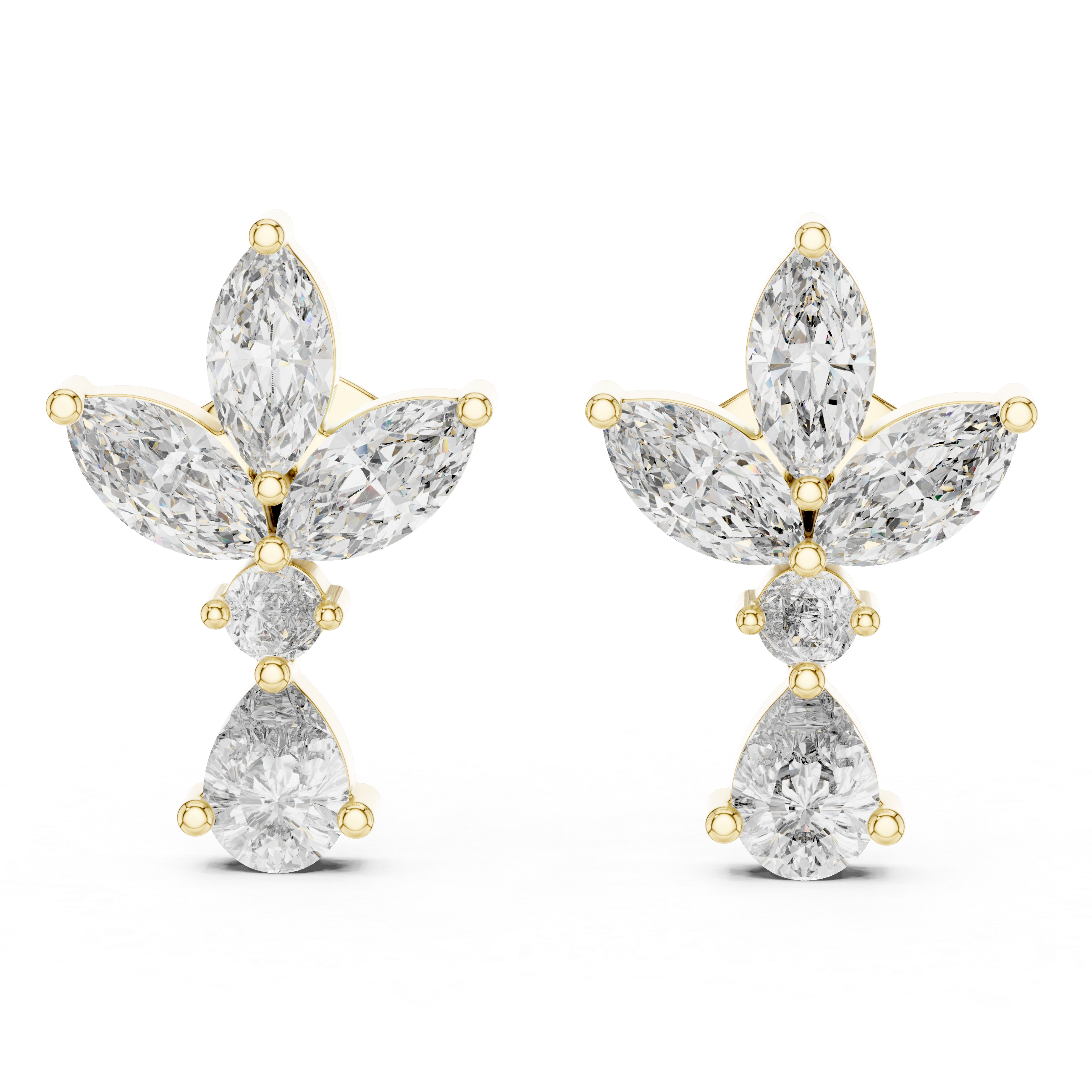 Elegant Floral Diamond Stud Earrings with Rose Gold Setting