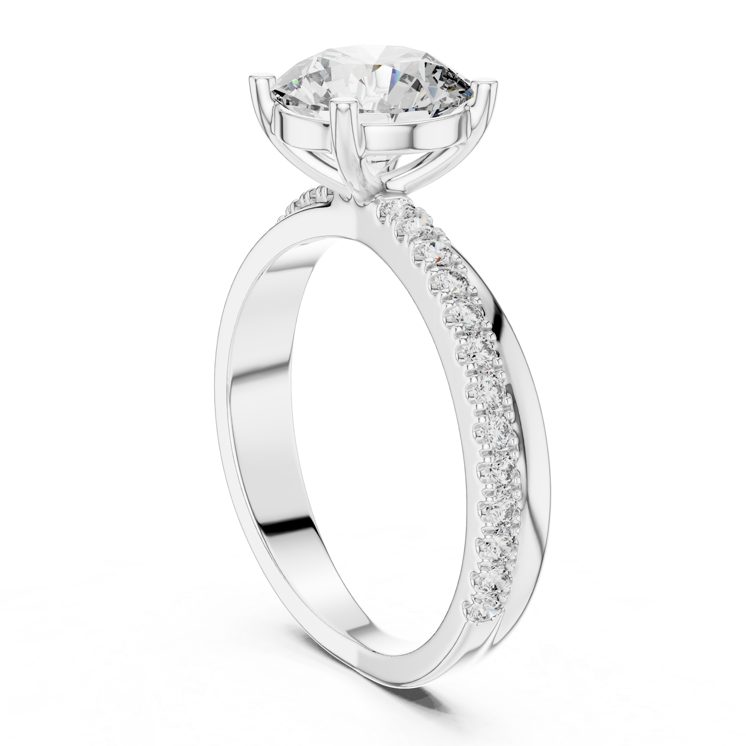 Rose Gold Diamond Engagement Ring with Pave Band