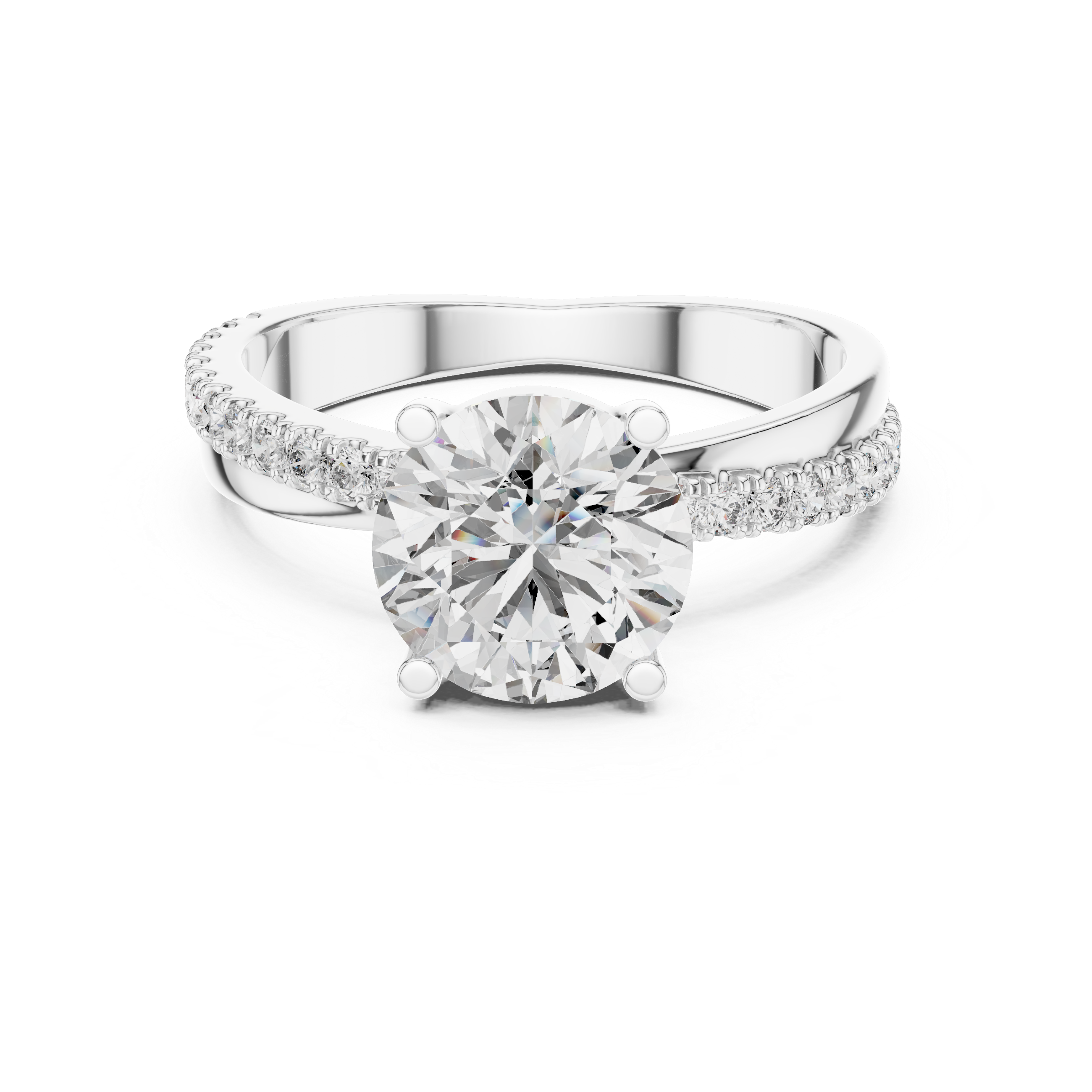 Rose Gold Diamond Engagement Ring with Pave Band