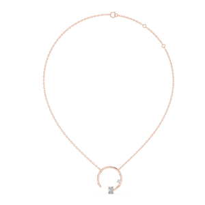 Modern Elegance: Rose Gold Open Circle Ring with Emerald and Round Cut Diamonds