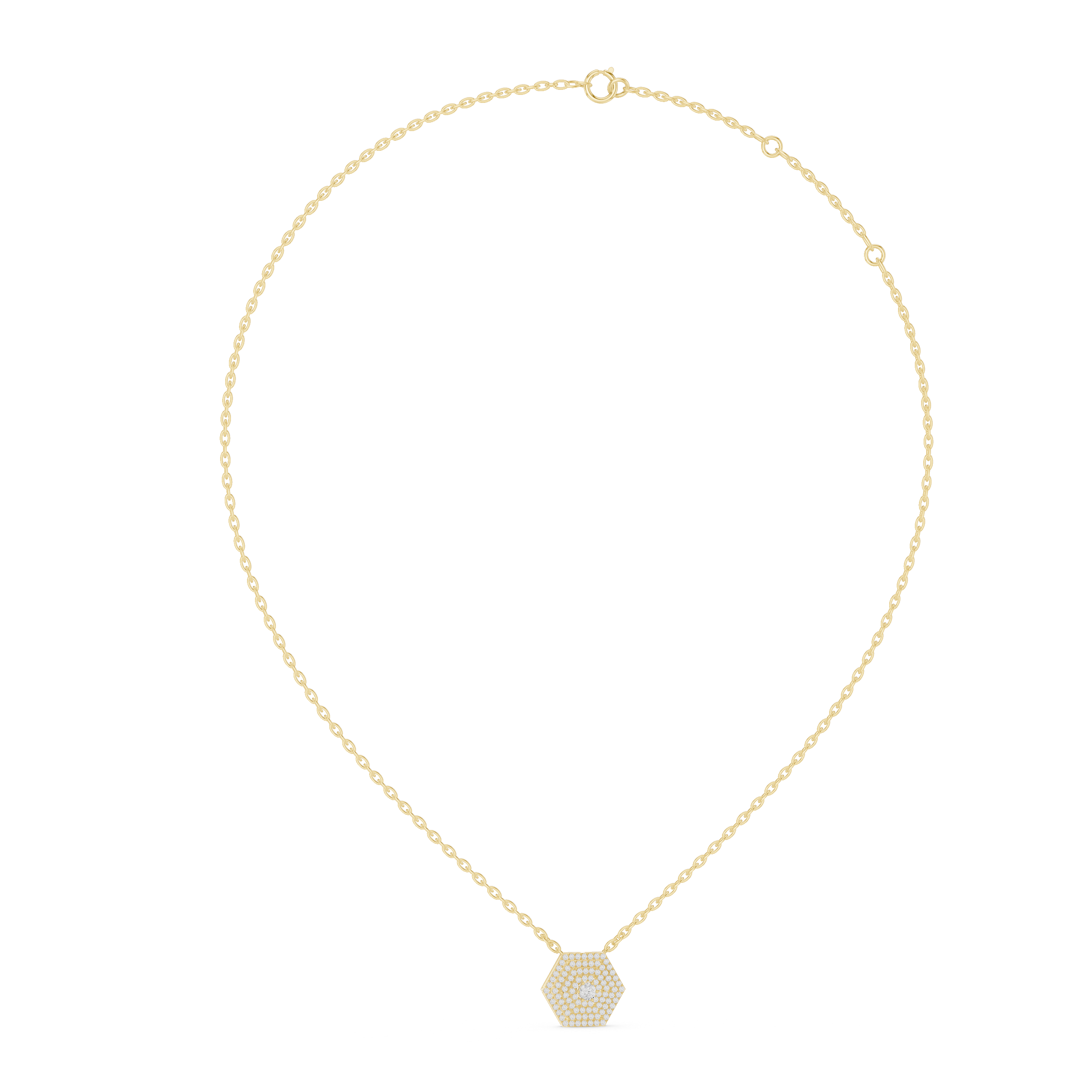Hexagonal Radiance: Rose Gold Diamond Pendant