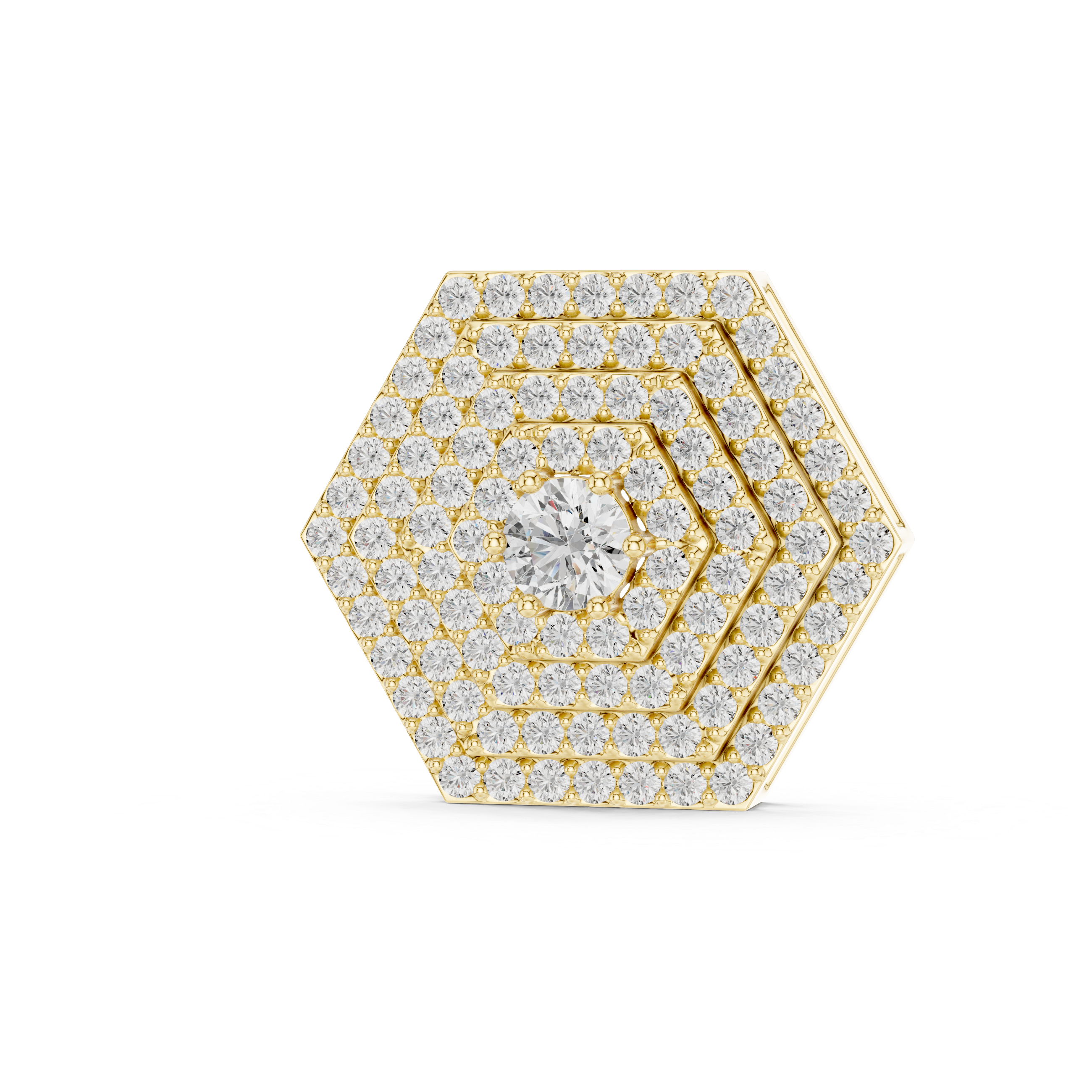 Hexagonal Radiance: Rose Gold Diamond Pendant