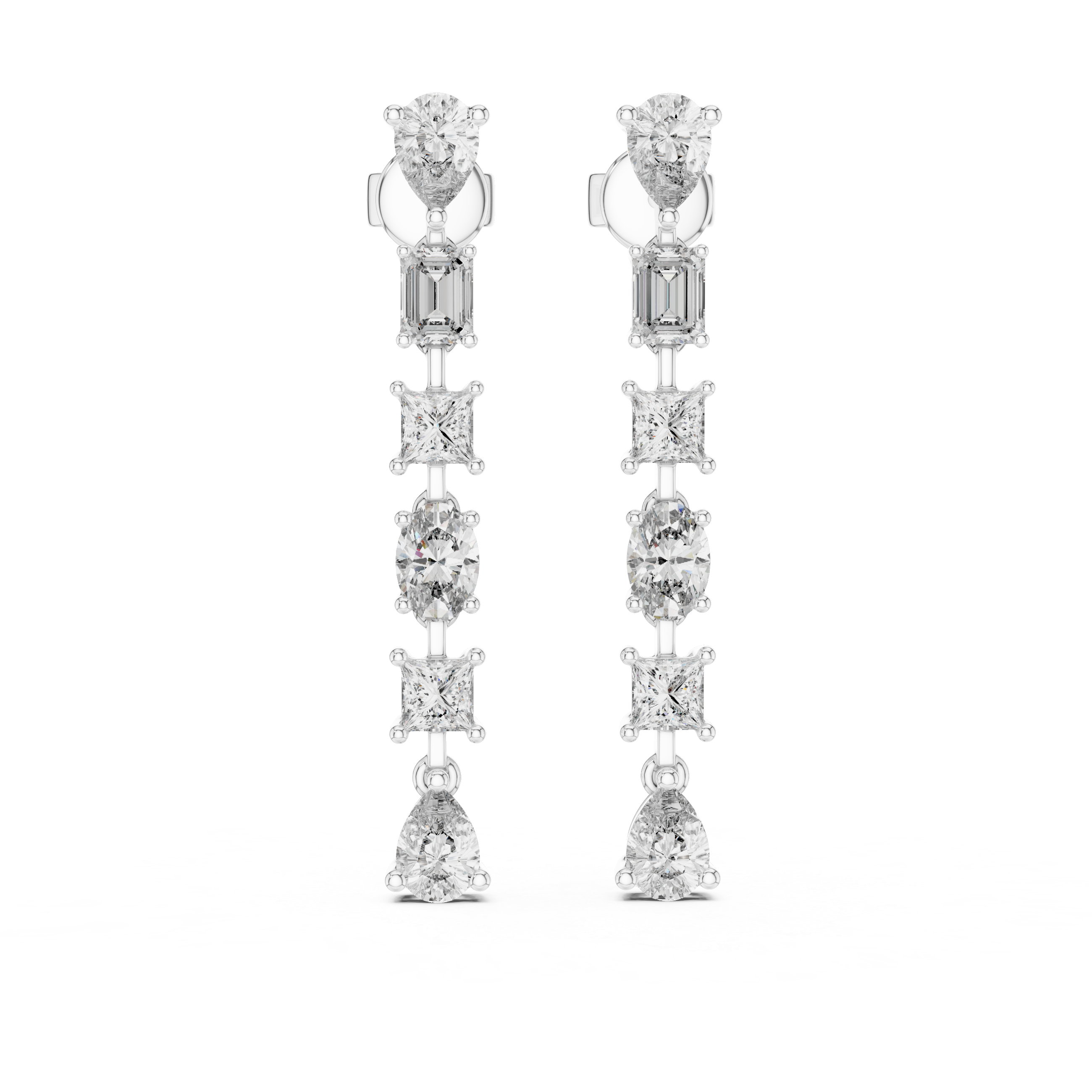 Elegant Rose Gold Drop Earrings with Mixed-Cut Diamonds