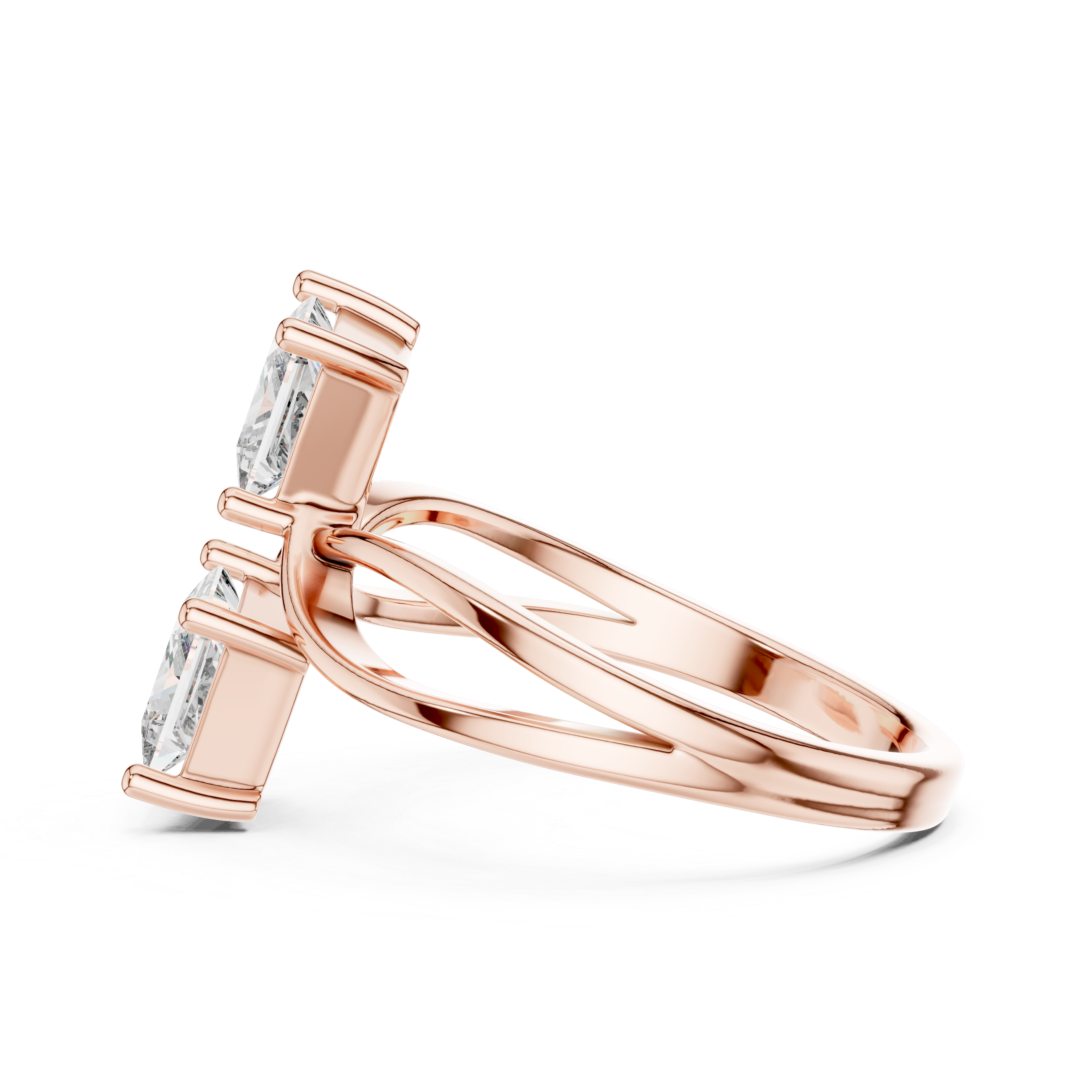 Elegant Rose Gold Toi et Moi Ring with Princess-Cut Diamonds