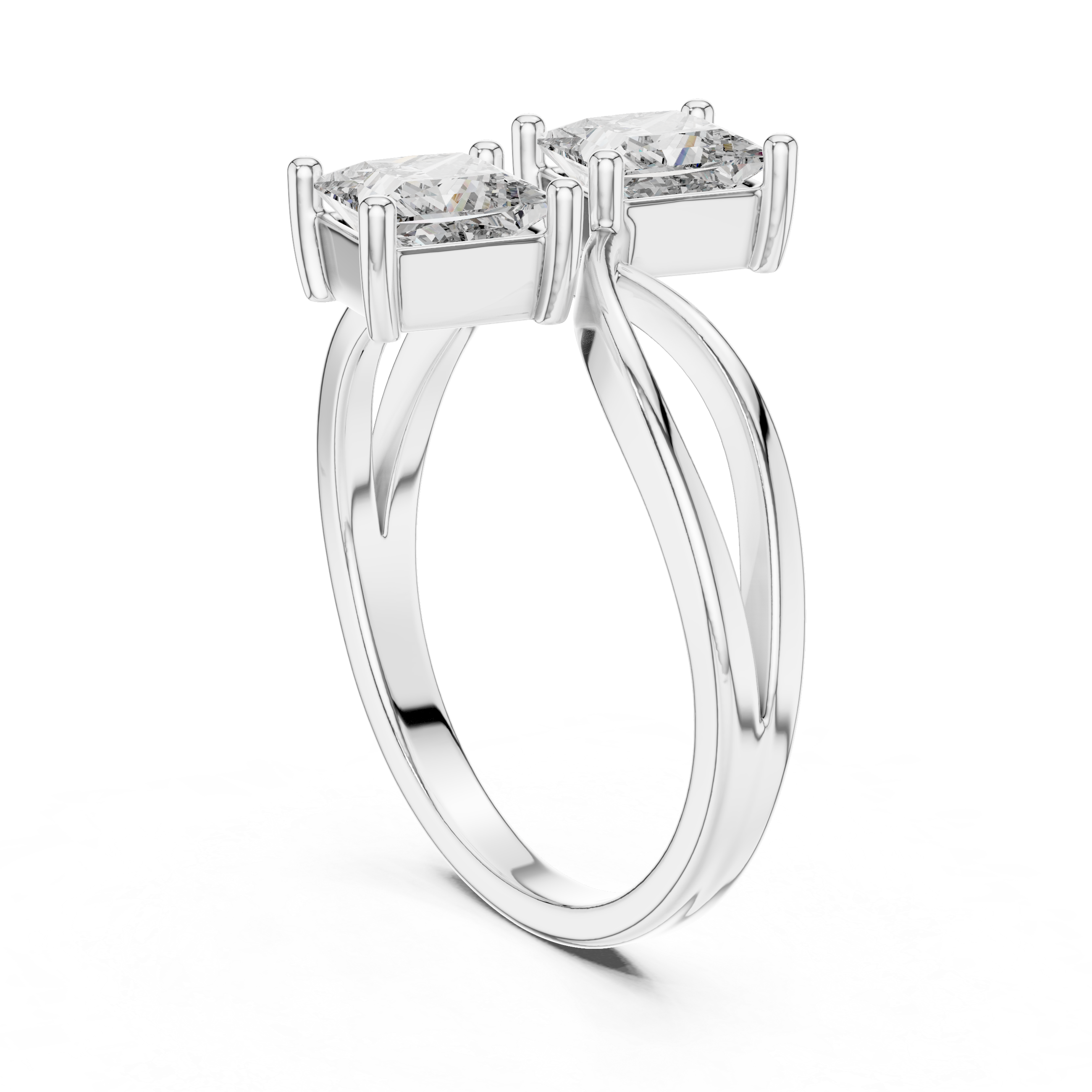 Elegant Rose Gold Toi et Moi Ring with Princess-Cut Diamonds