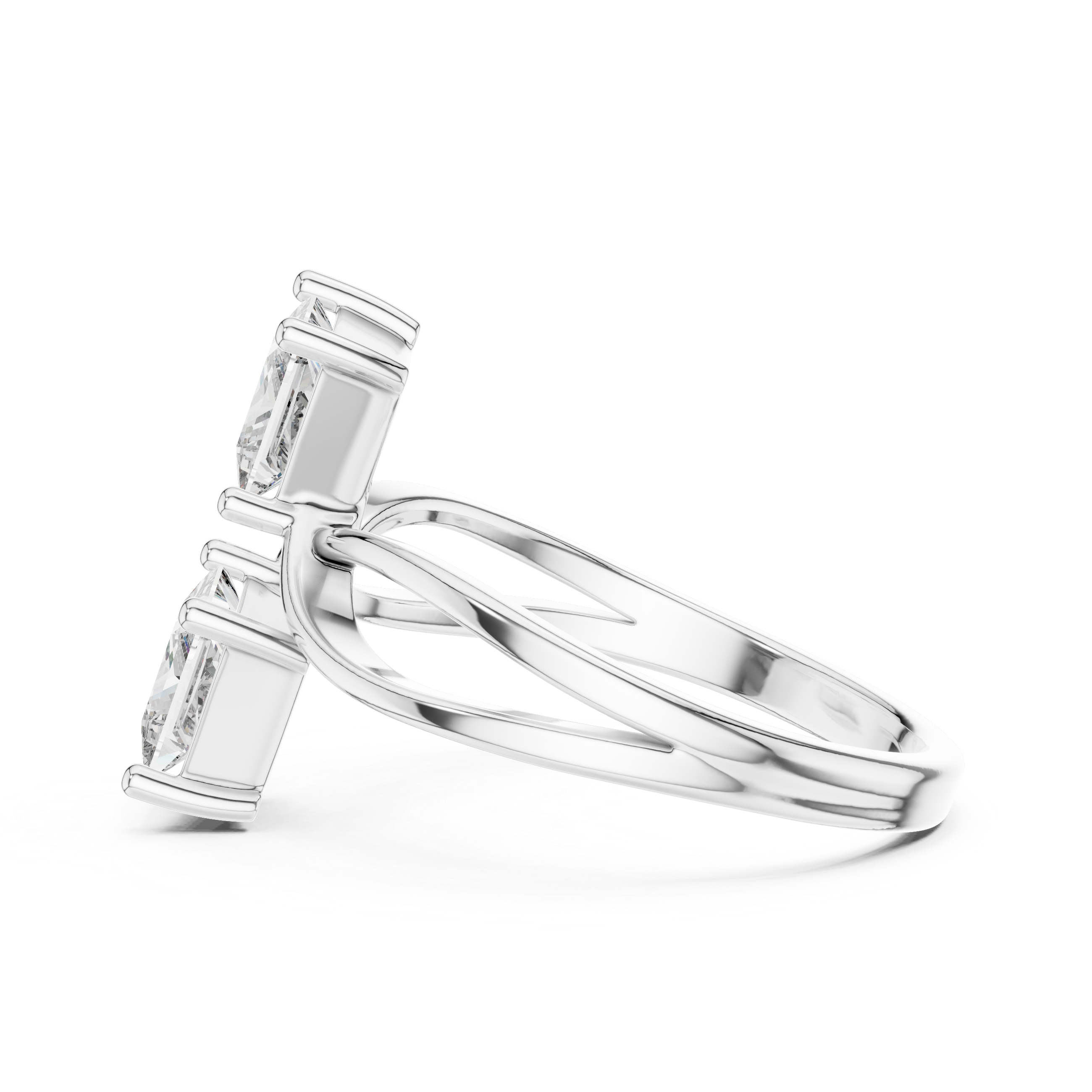 Elegant Rose Gold Toi et Moi Ring with Princess-Cut Diamonds