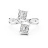 Elegant Rose Gold Toi et Moi Ring with Princess-Cut Diamonds