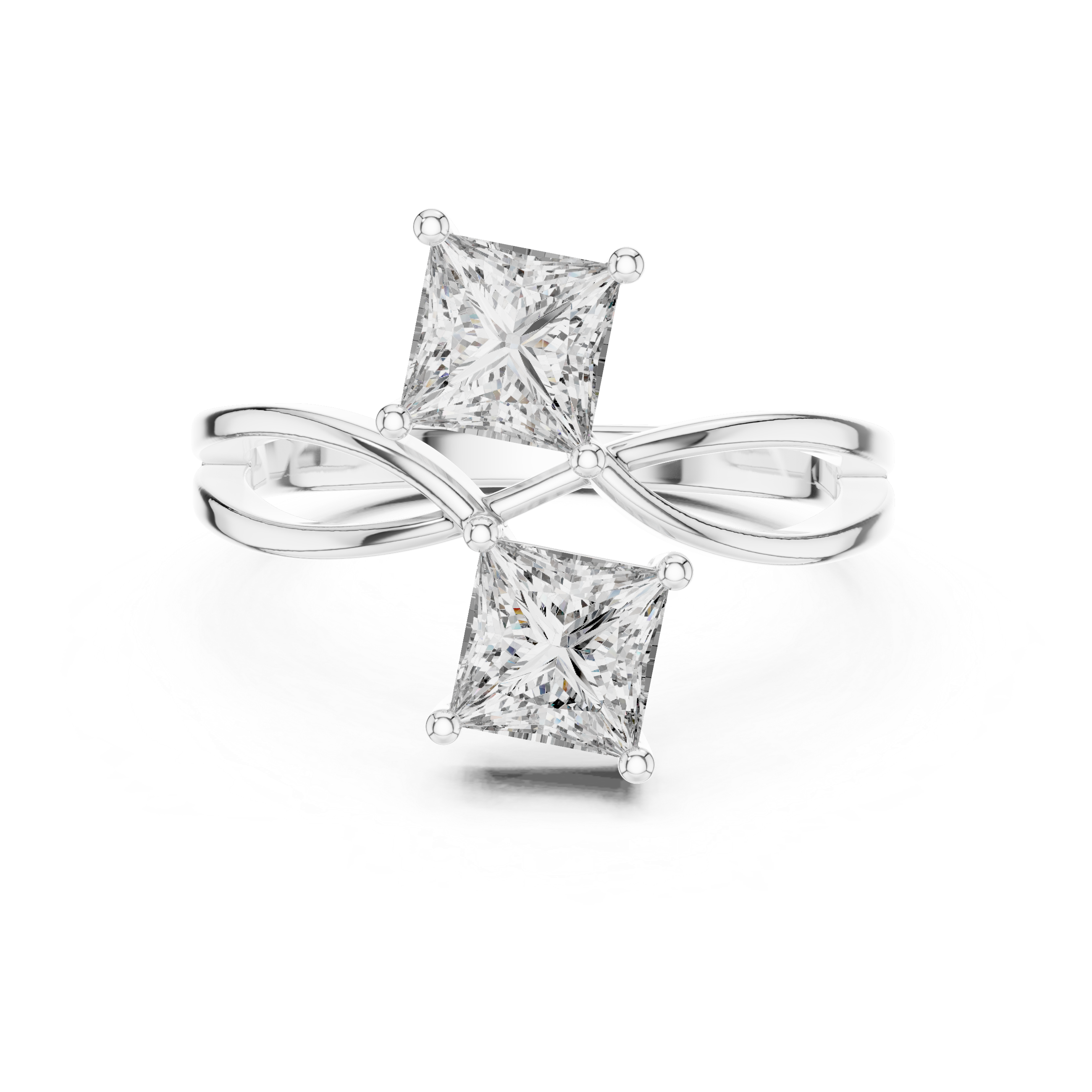 Elegant Rose Gold Toi et Moi Ring with Princess-Cut Diamonds
