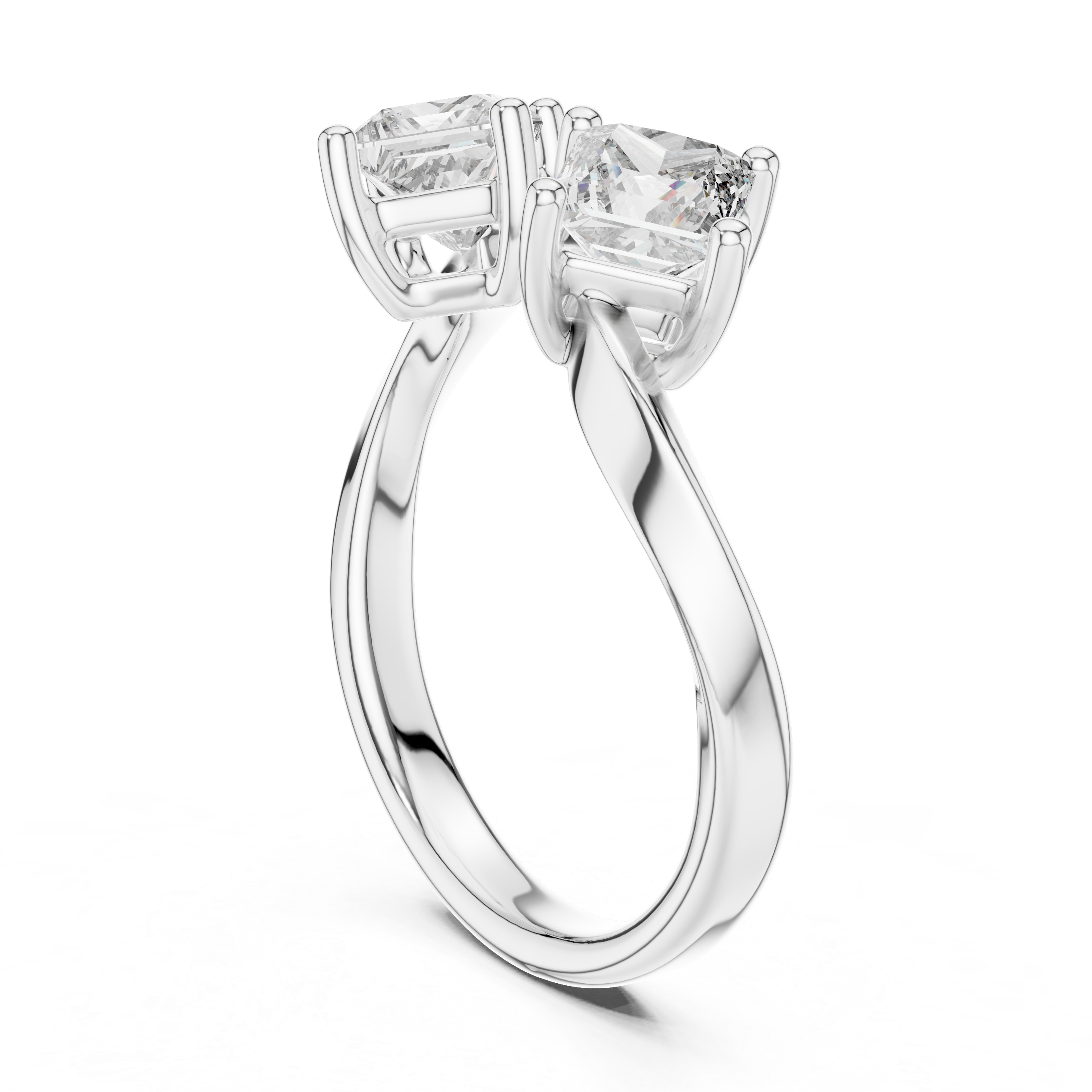 Two-Stone Princess Cut Diamond Ring in Yellow Gold