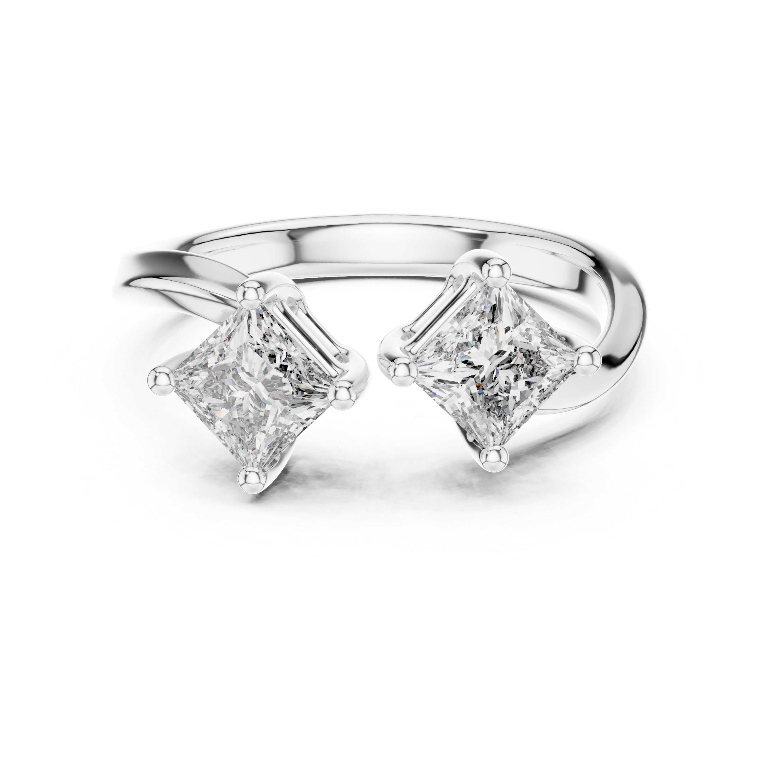 Two-Stone Princess Cut Diamond Ring in Yellow Gold