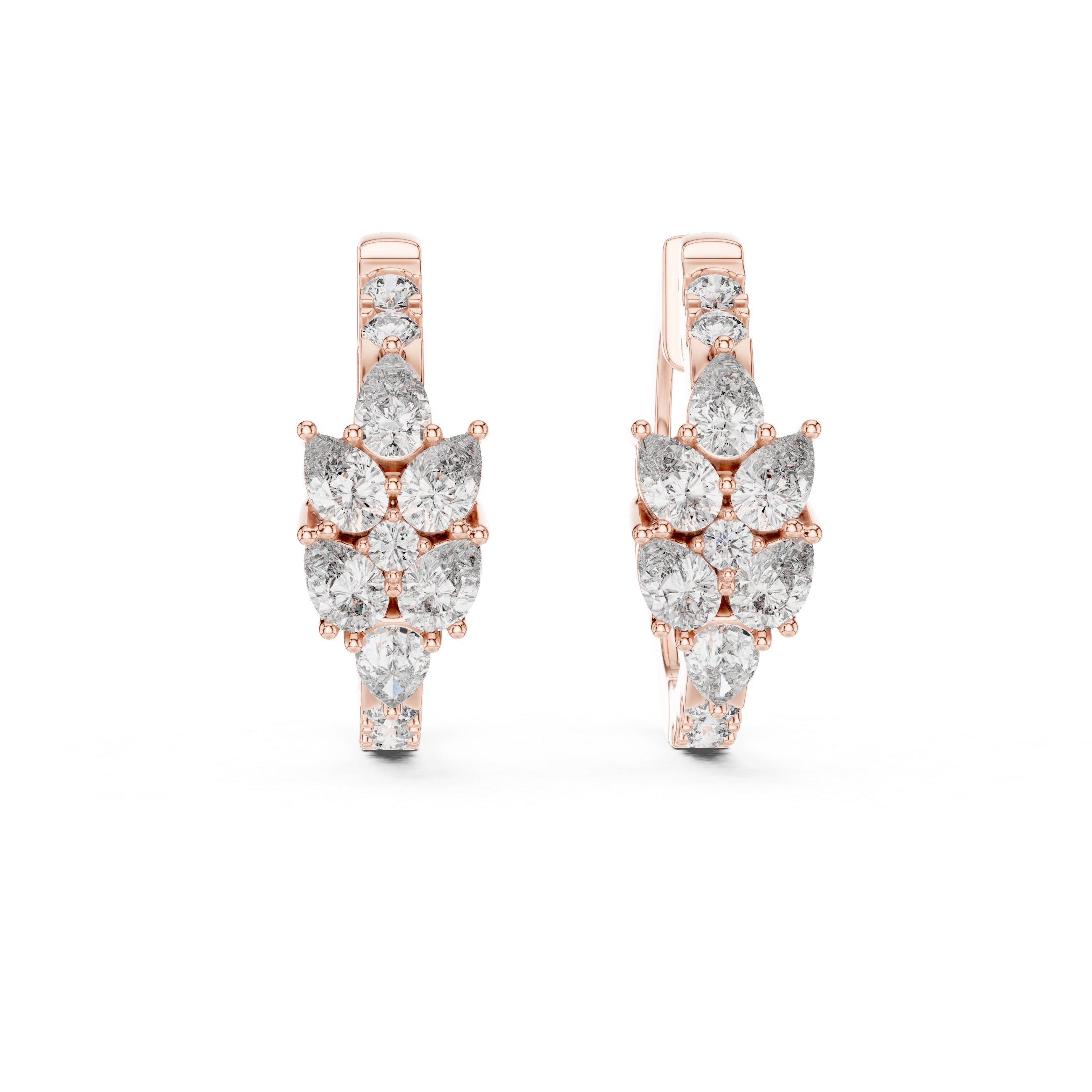 Rose Gold Diamond Floral Hoop Earrings