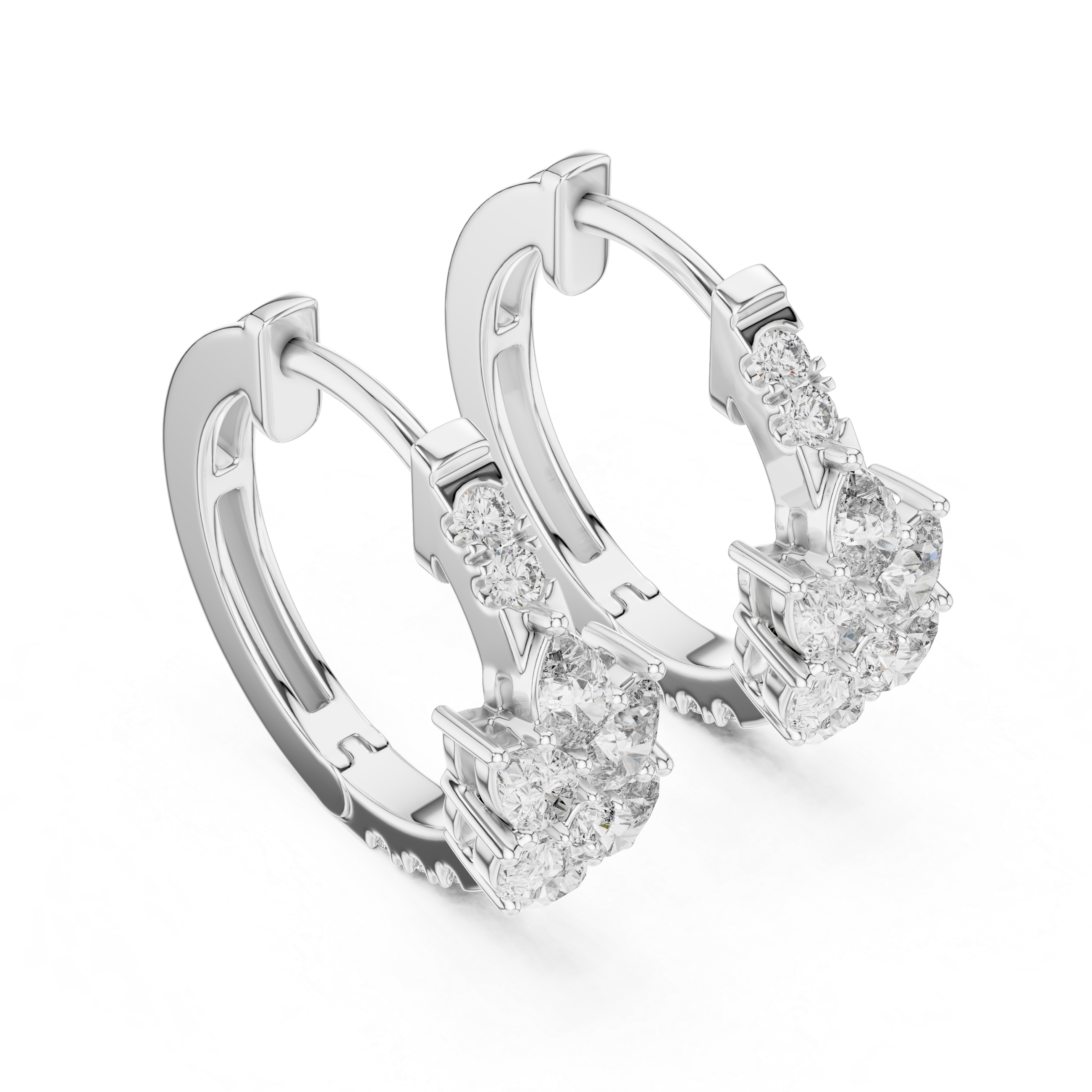 Rose Gold Diamond Floral Hoop Earrings