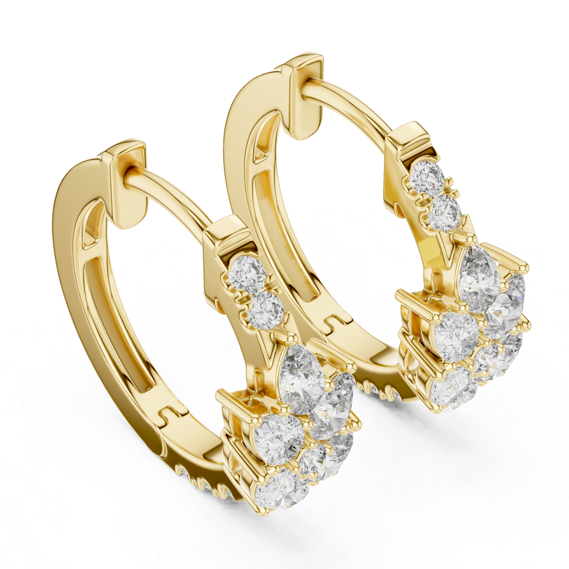 Rose Gold Diamond Floral Hoop Earrings