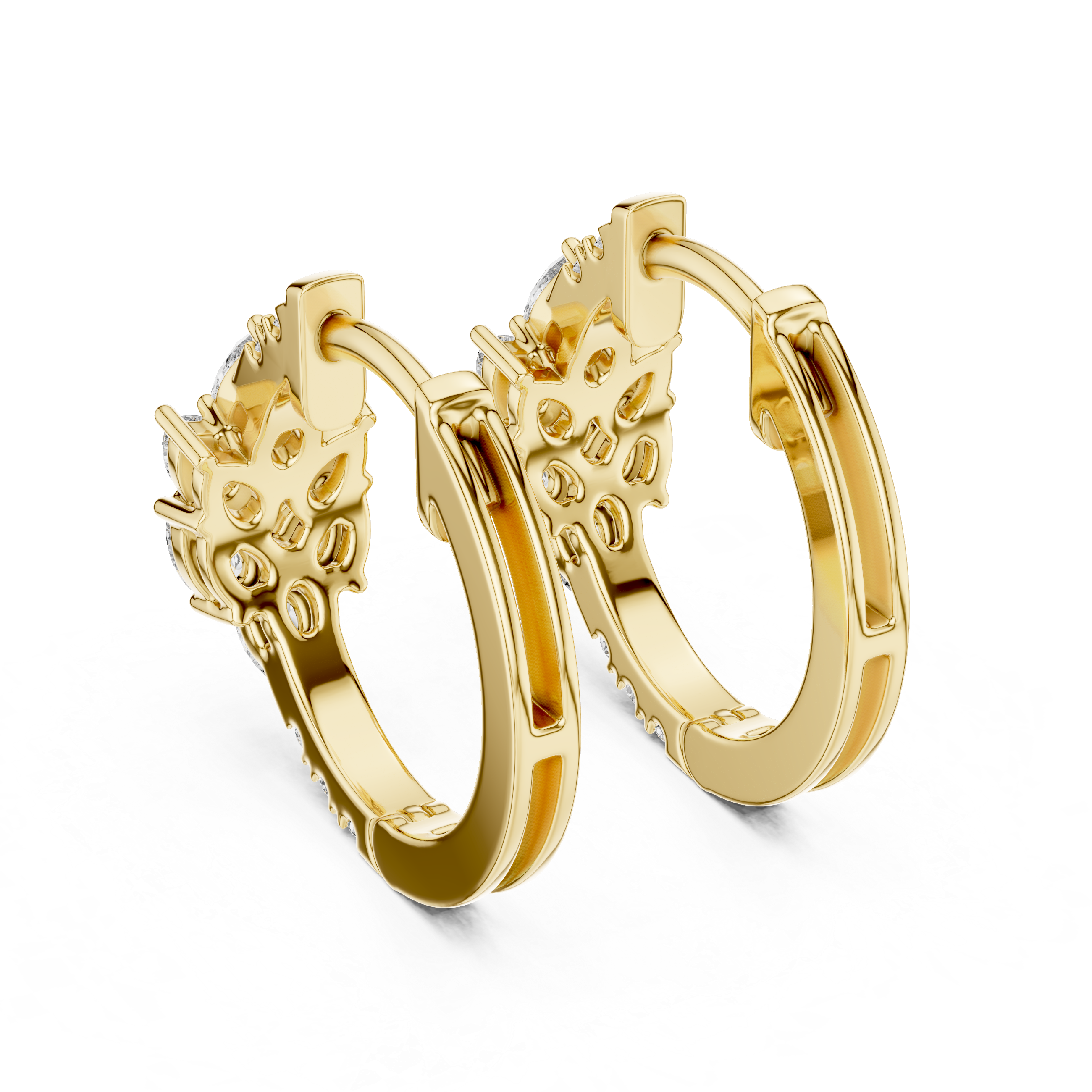 Rose Gold Diamond Floral Hoop Earrings