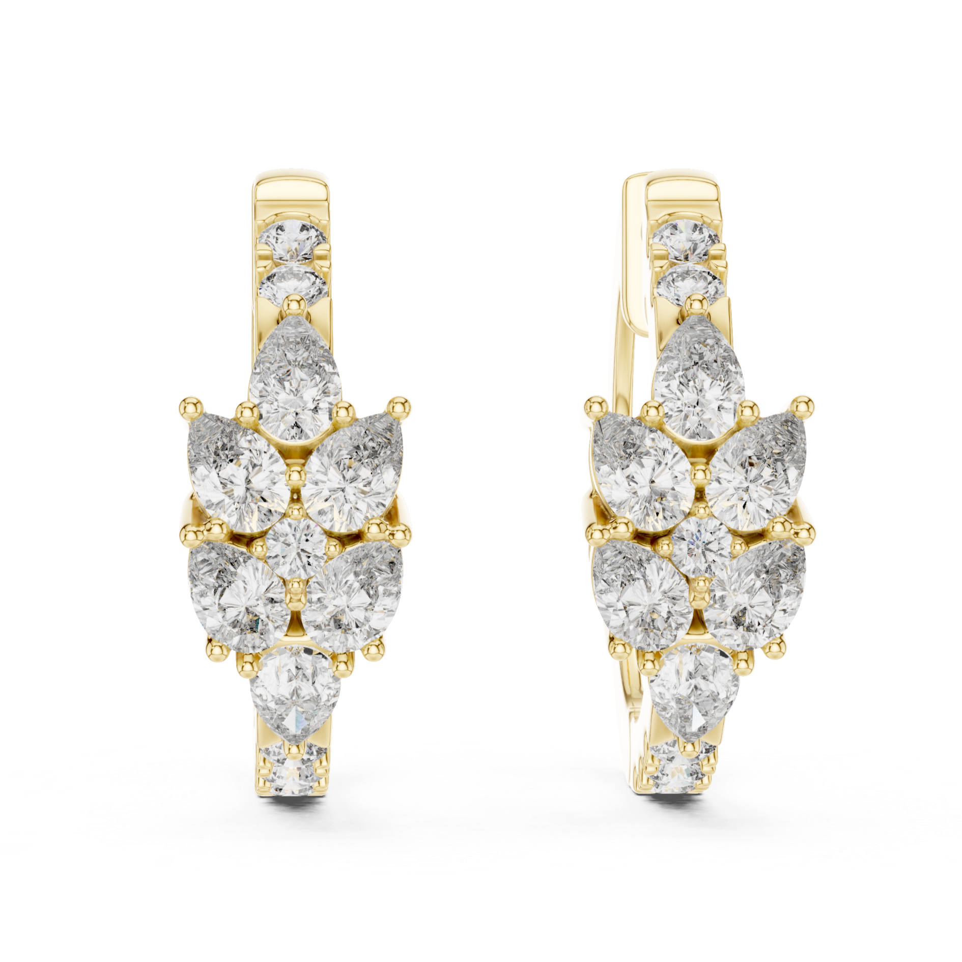 Rose Gold Diamond Floral Hoop Earrings