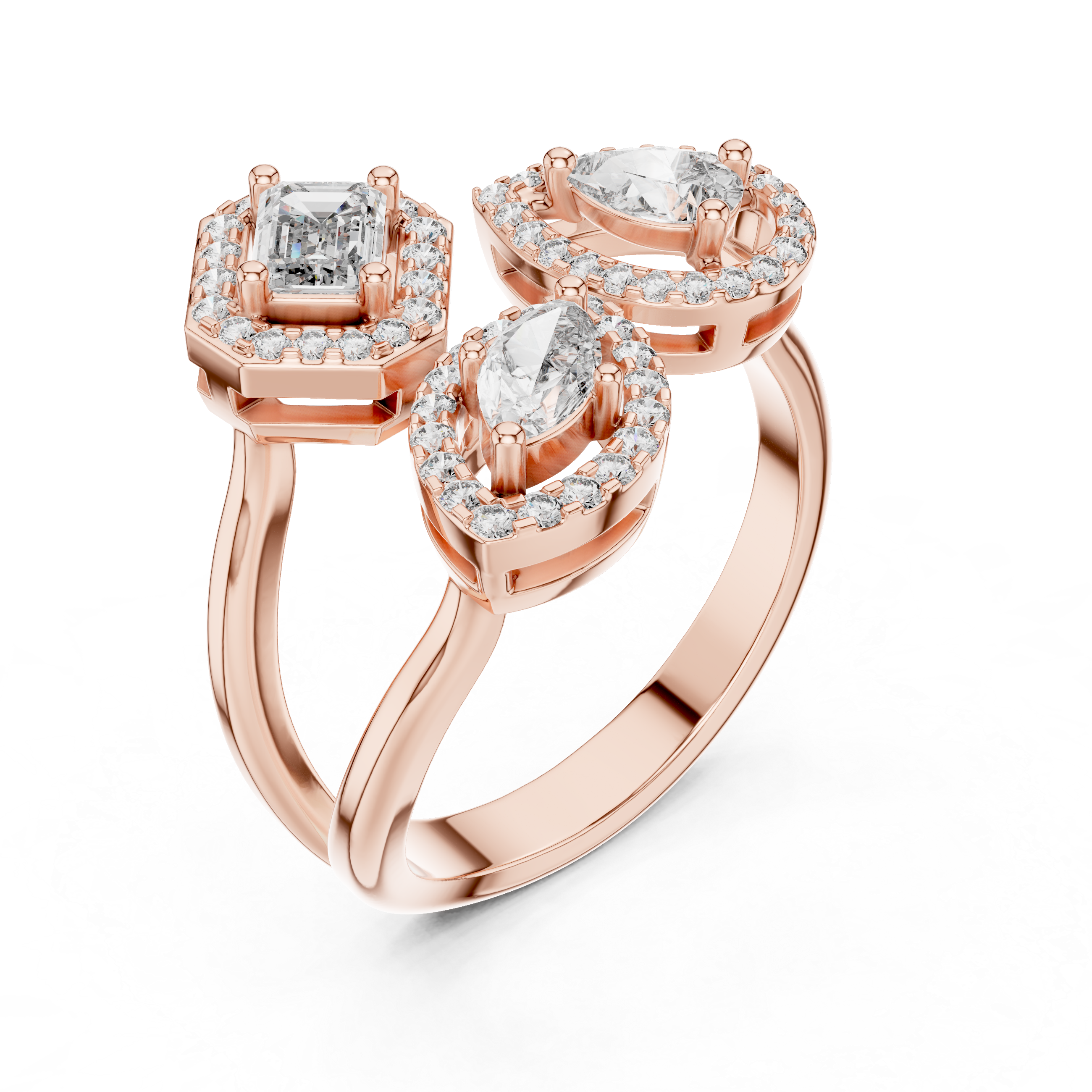 a trio of timeless sparkle in rose gold perfection.