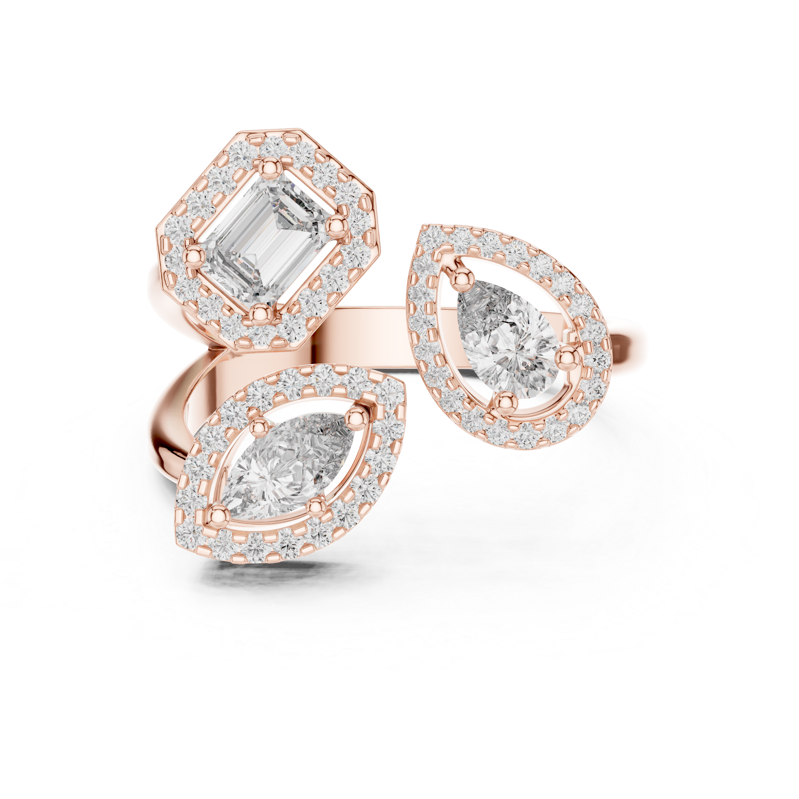 a trio of timeless sparkle in rose gold perfection.