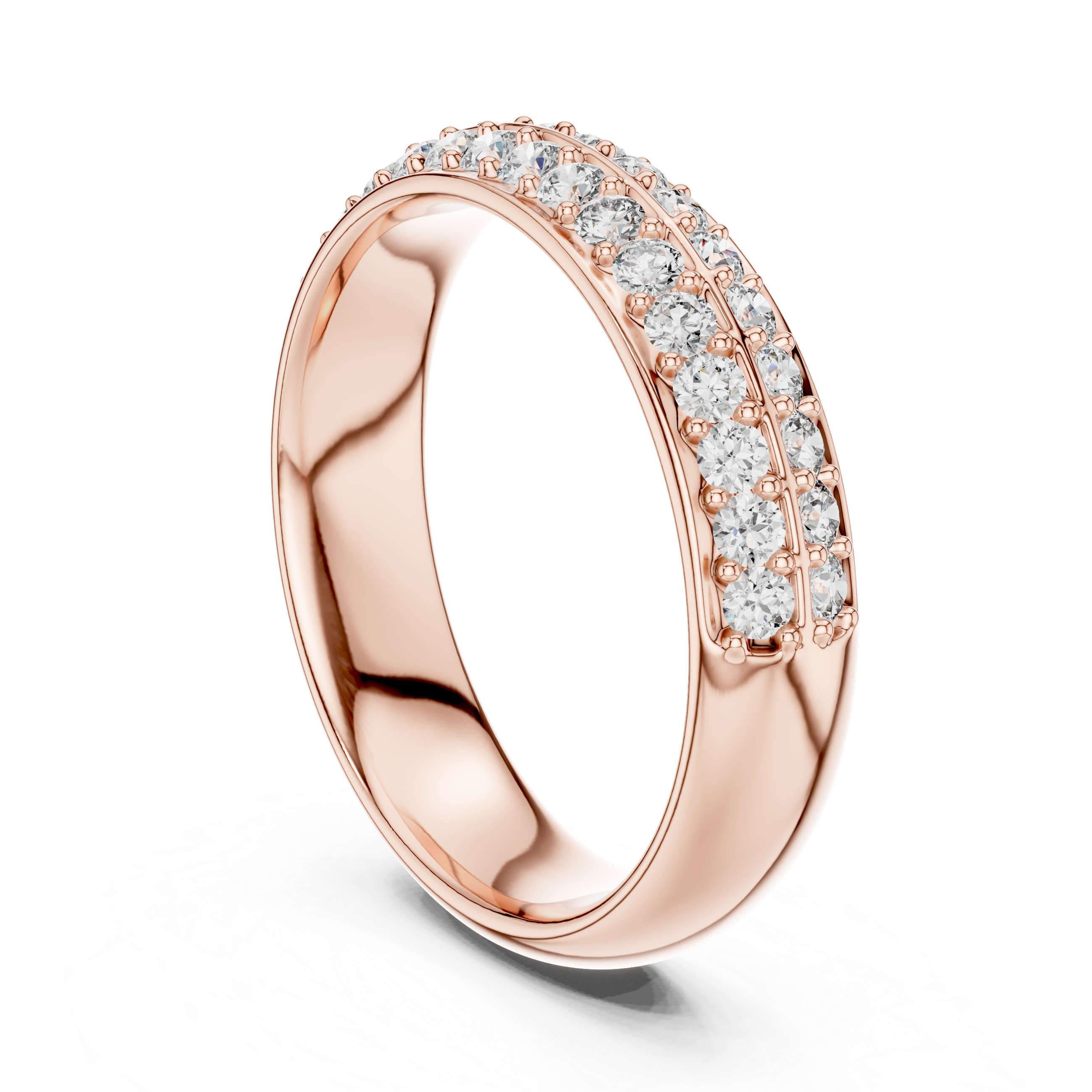 Rose Gold Double Row Diamond Ring.