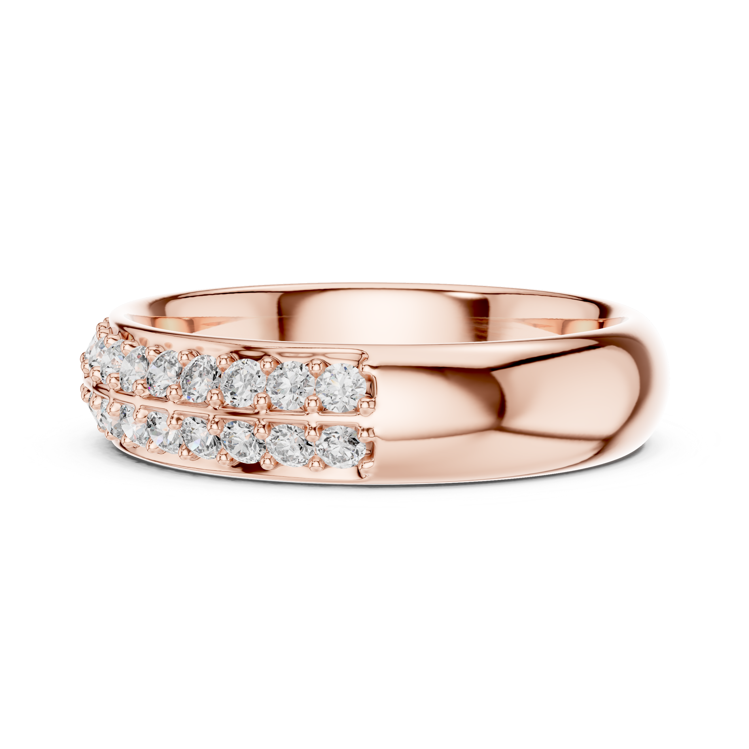 Rose Gold Double Row Diamond Ring.